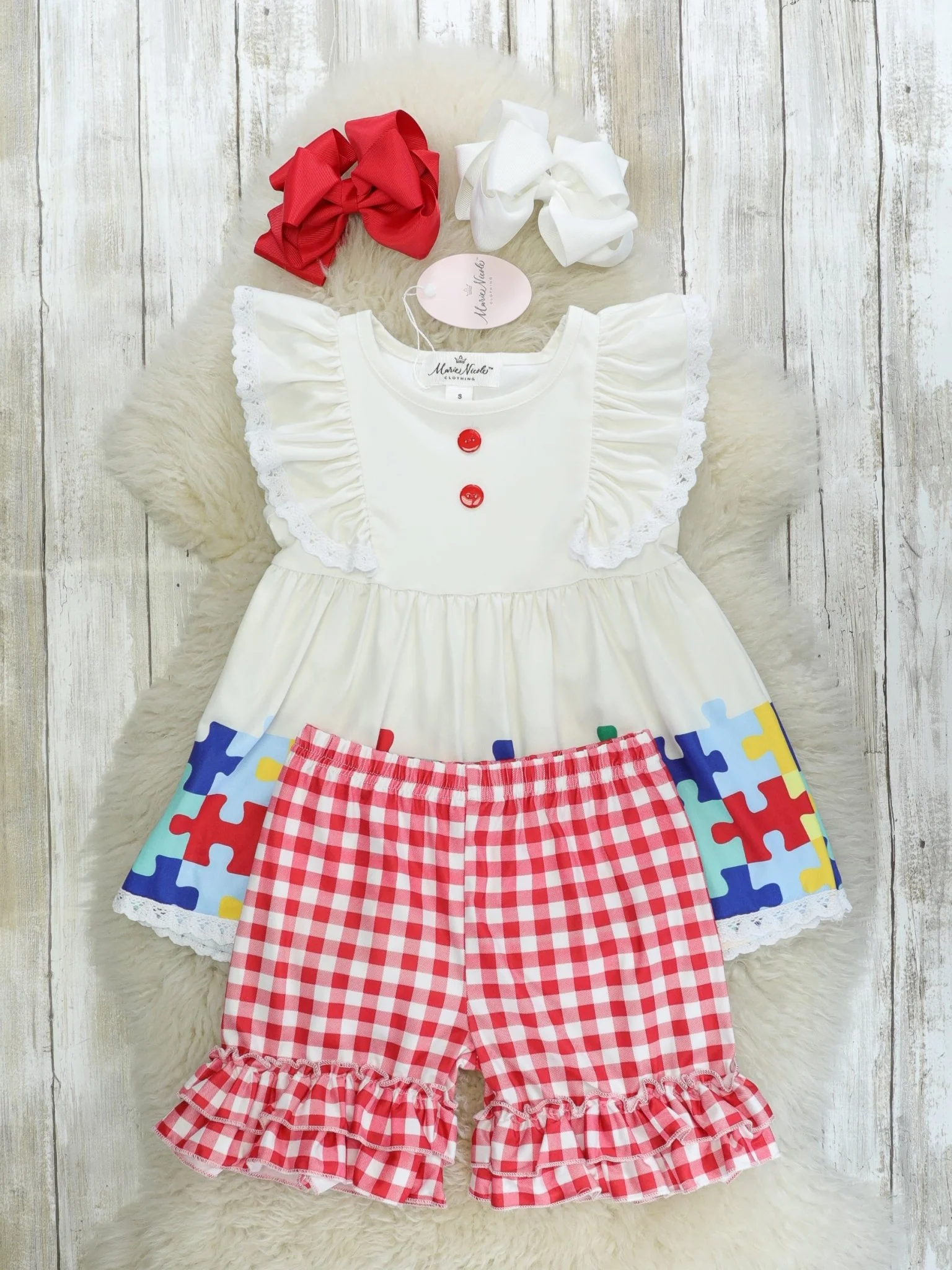 Puzzle Pieces Ruffle Outfit - Image 2