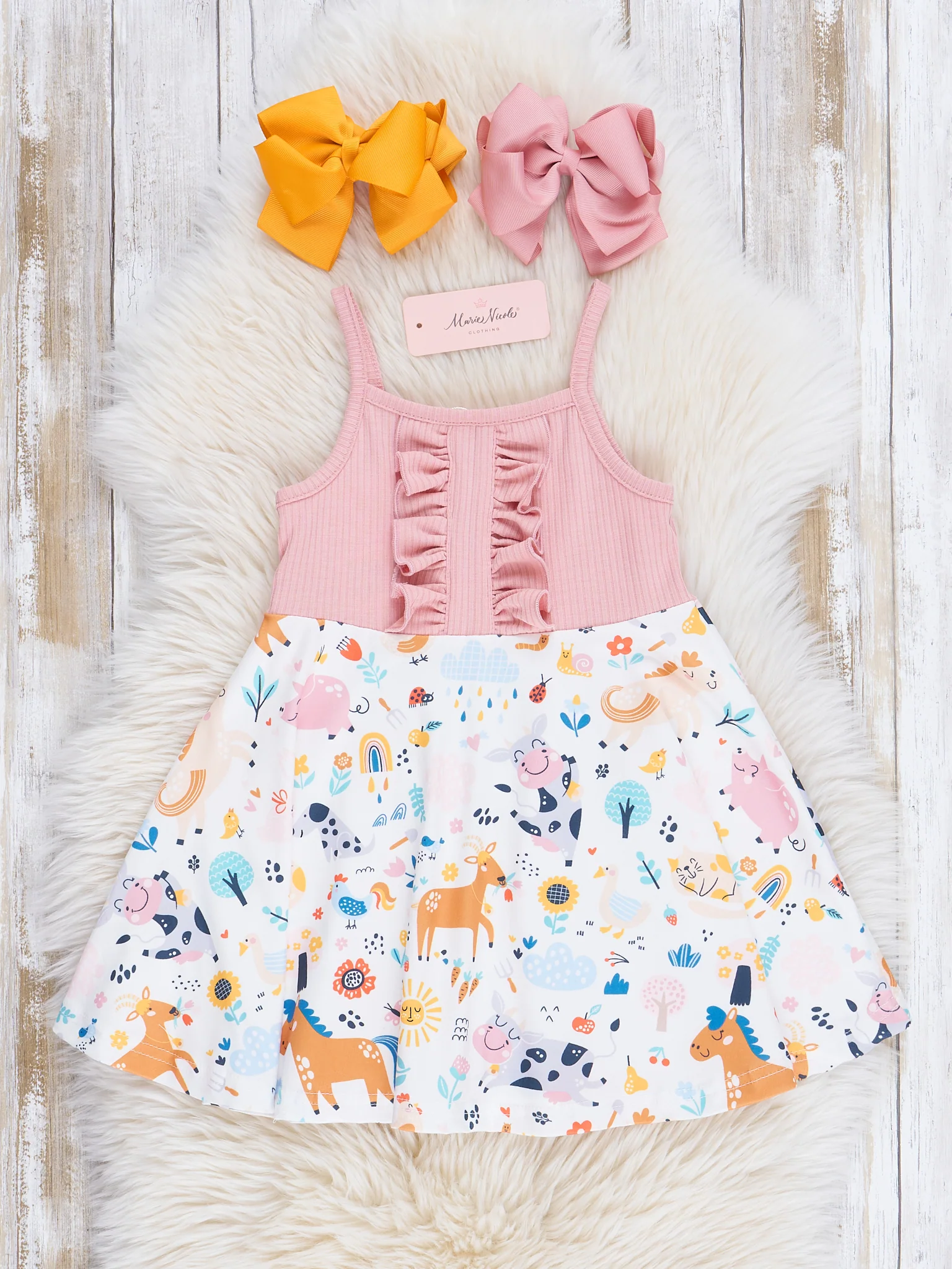 Rainbow Animal Ruffle Dress