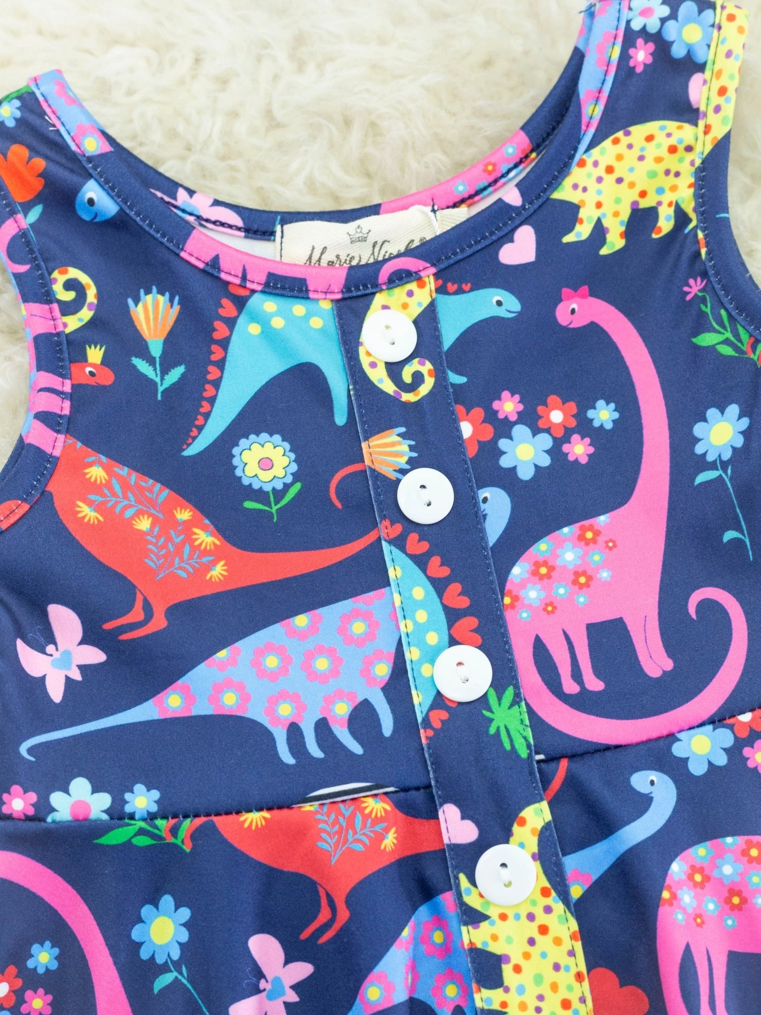 Rainbow Dinosaur Ruffle Tank Dress - Image 2