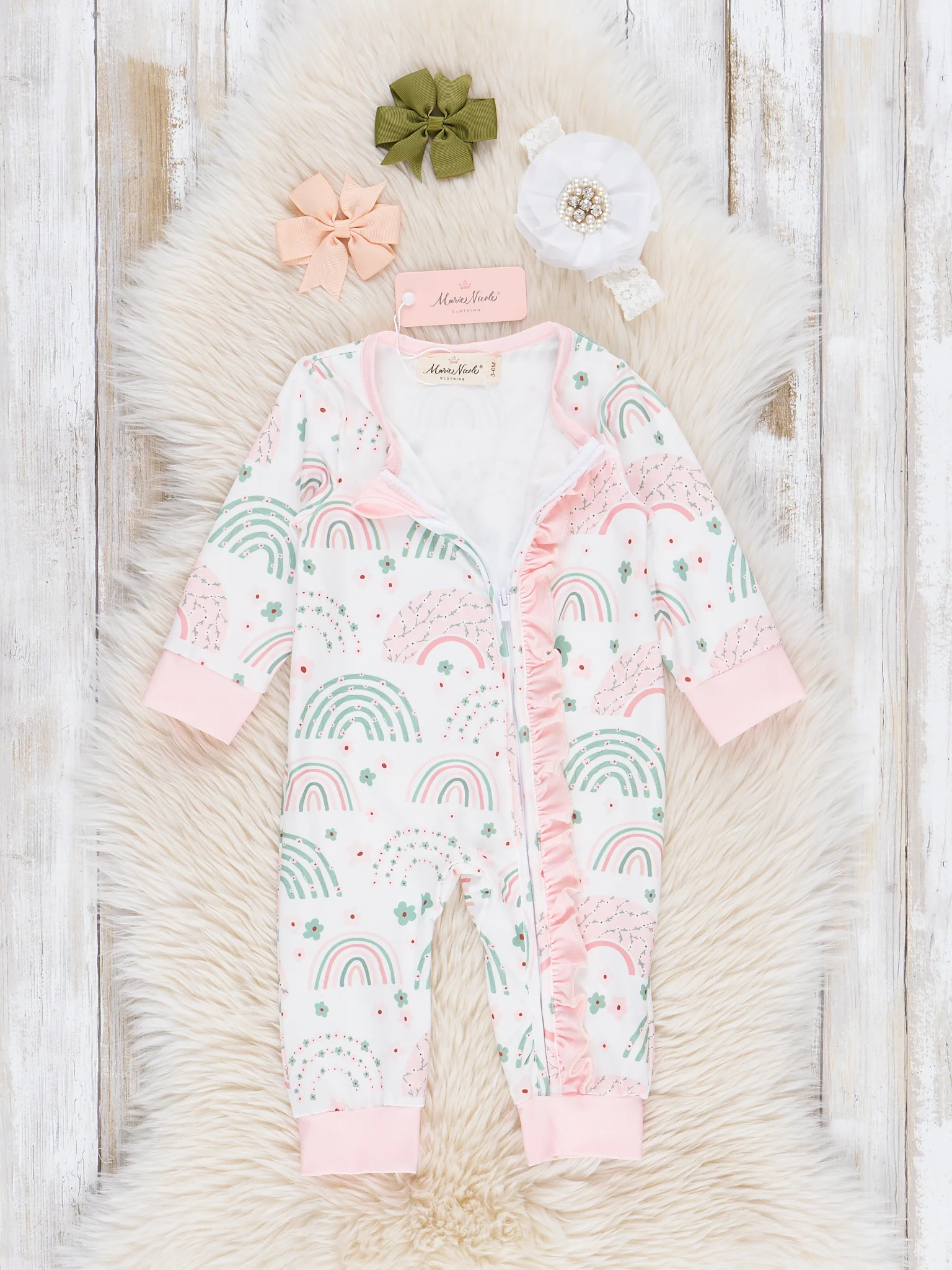 Rainbow Dreams Ruffle Sleeper Pajamas - Image 2