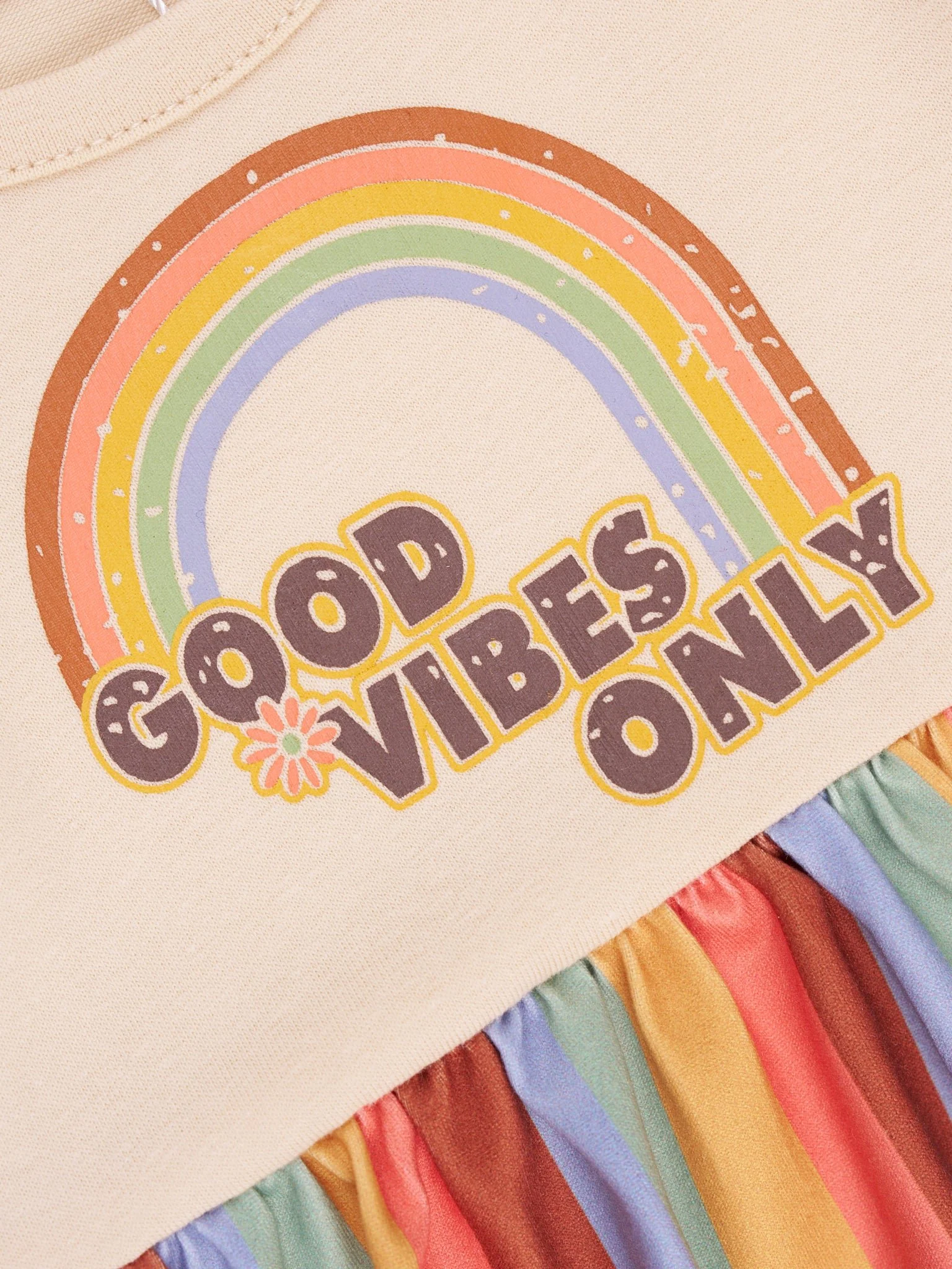 Rainbow "Good Vibes Only" Ruffle Romper - Image 2