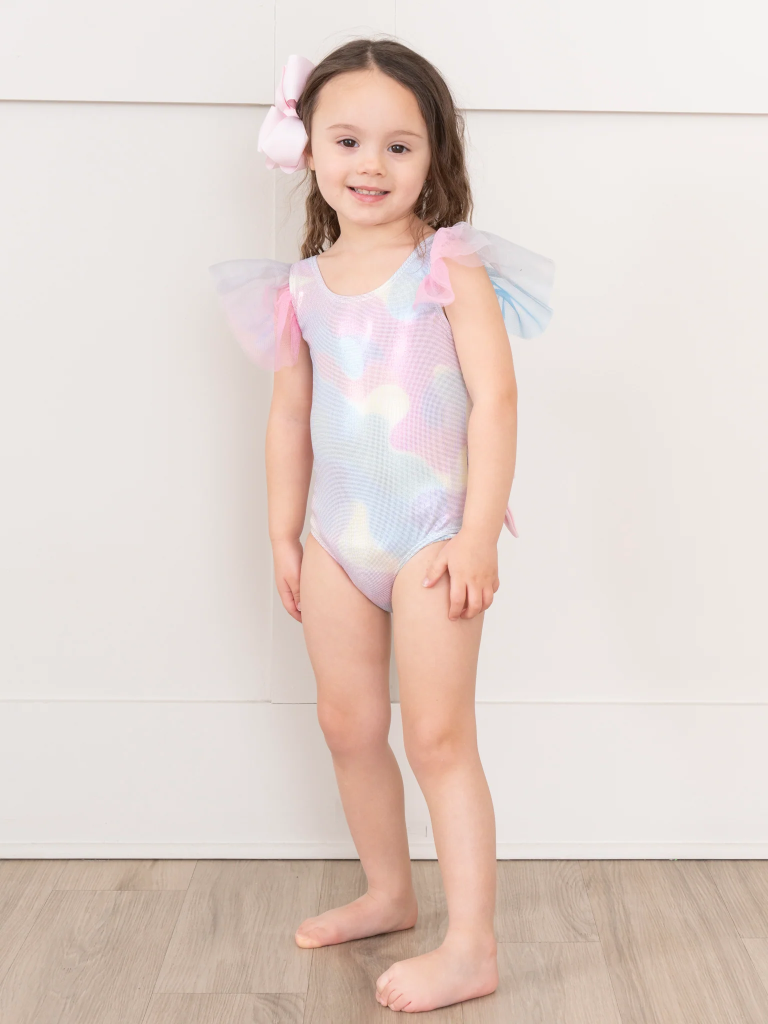 Rainbow Holographic Tulle Ruffle Swimsuit - Image 6