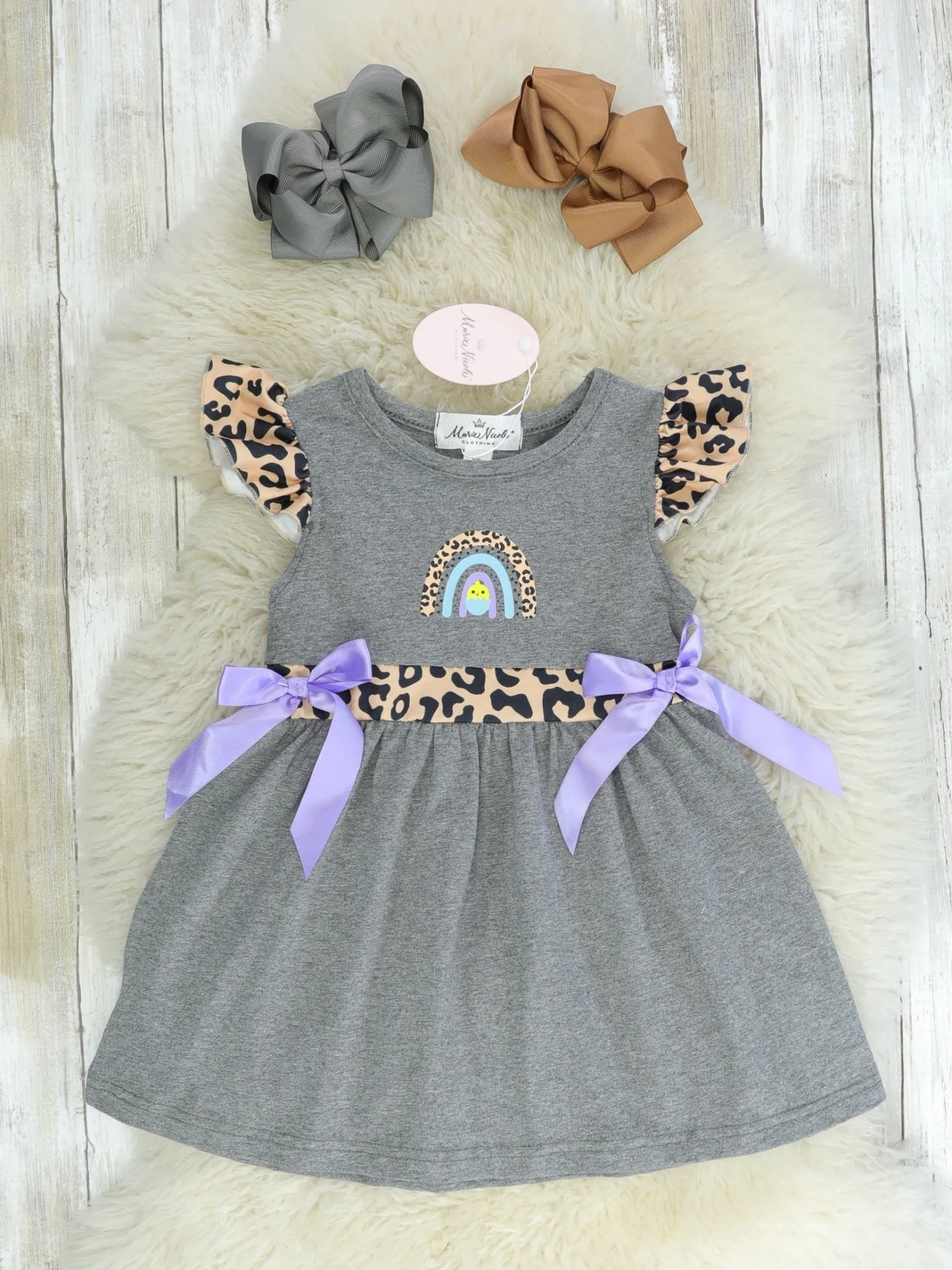 Rainbow Leopard Easter Chick Dress