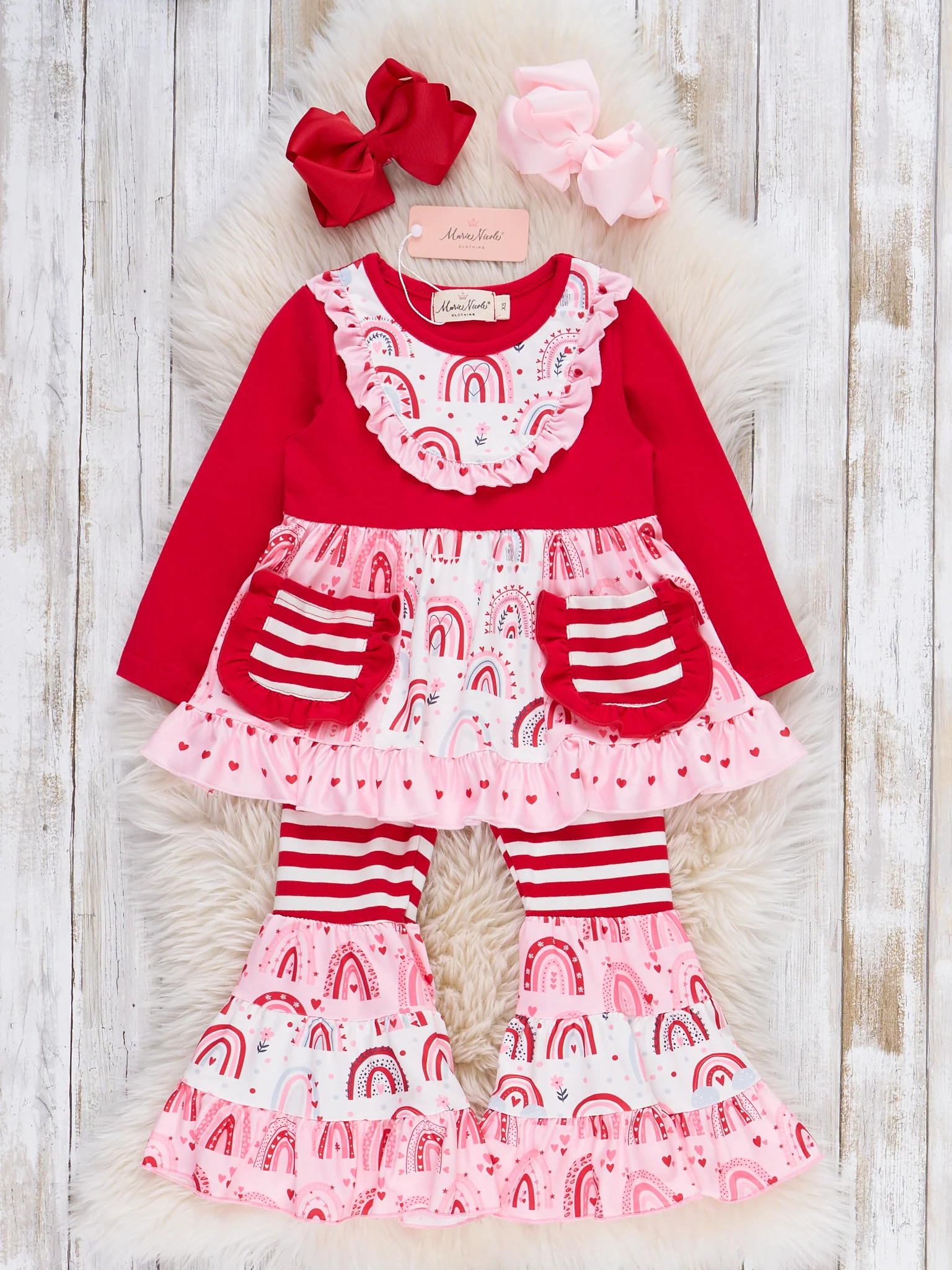 Rainbow Stripes Pocket Flara Bells Outfit - Image 2