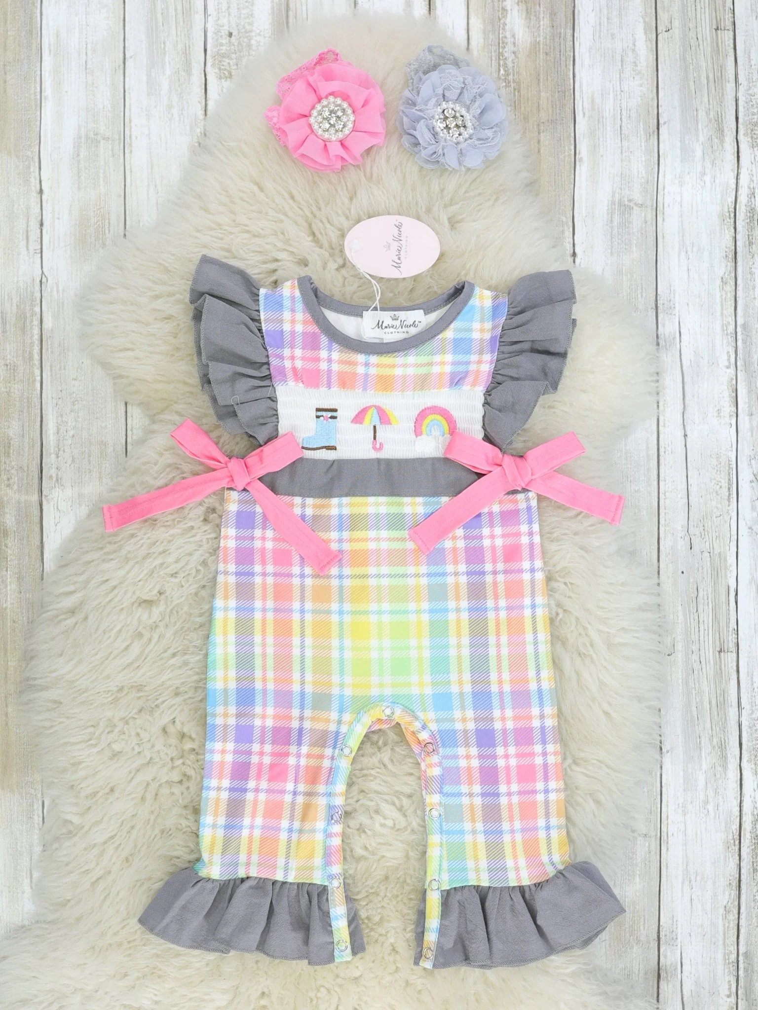 Rainy Day Smocked Ruffle Romper