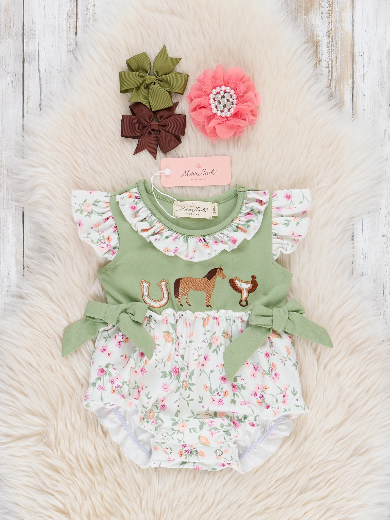 Ranch Friends Floral Ruffle Bubble Romper