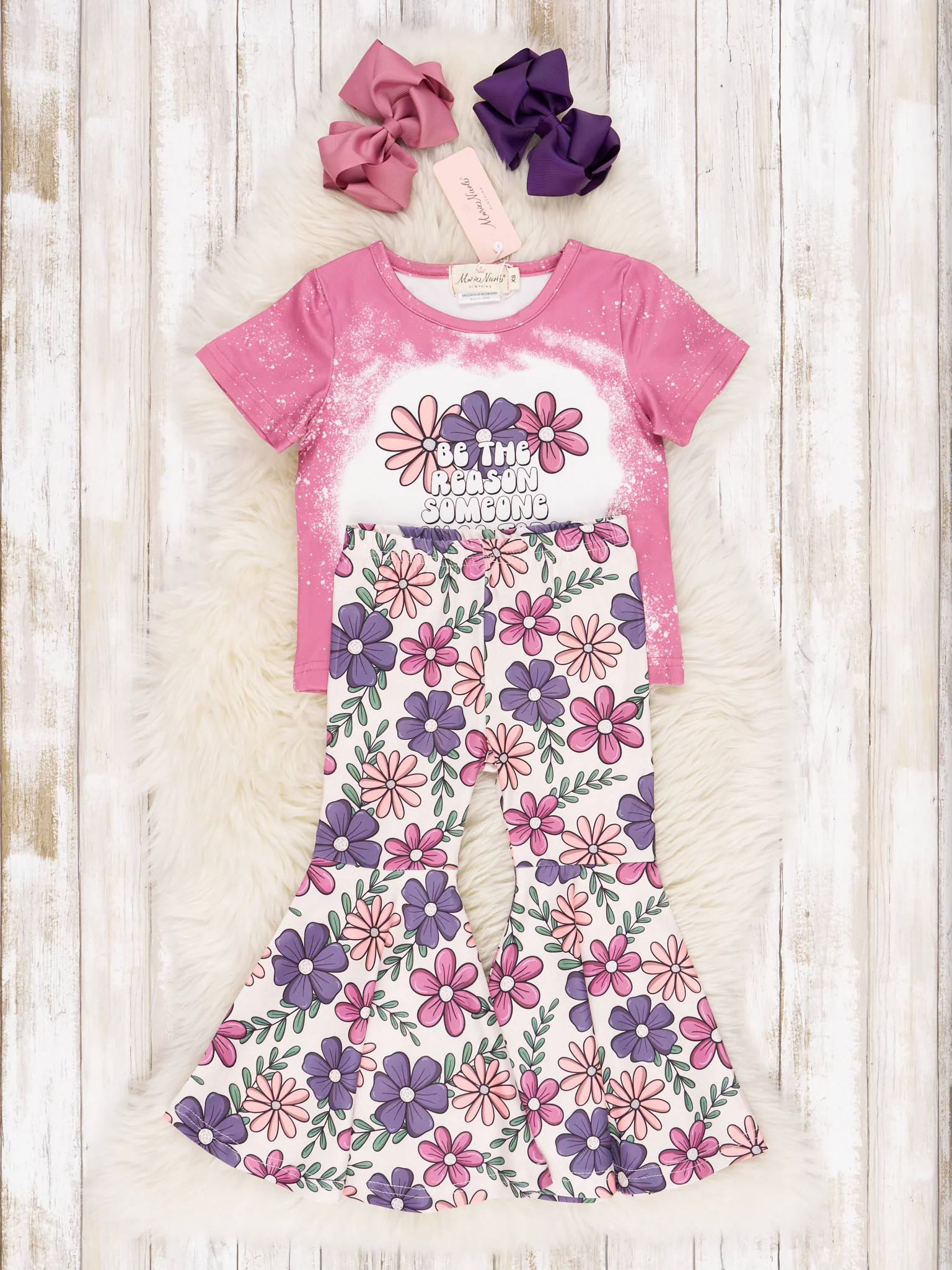 "Reason Someone Smiles" Floral Bell Bottom Outfit - Image 2
