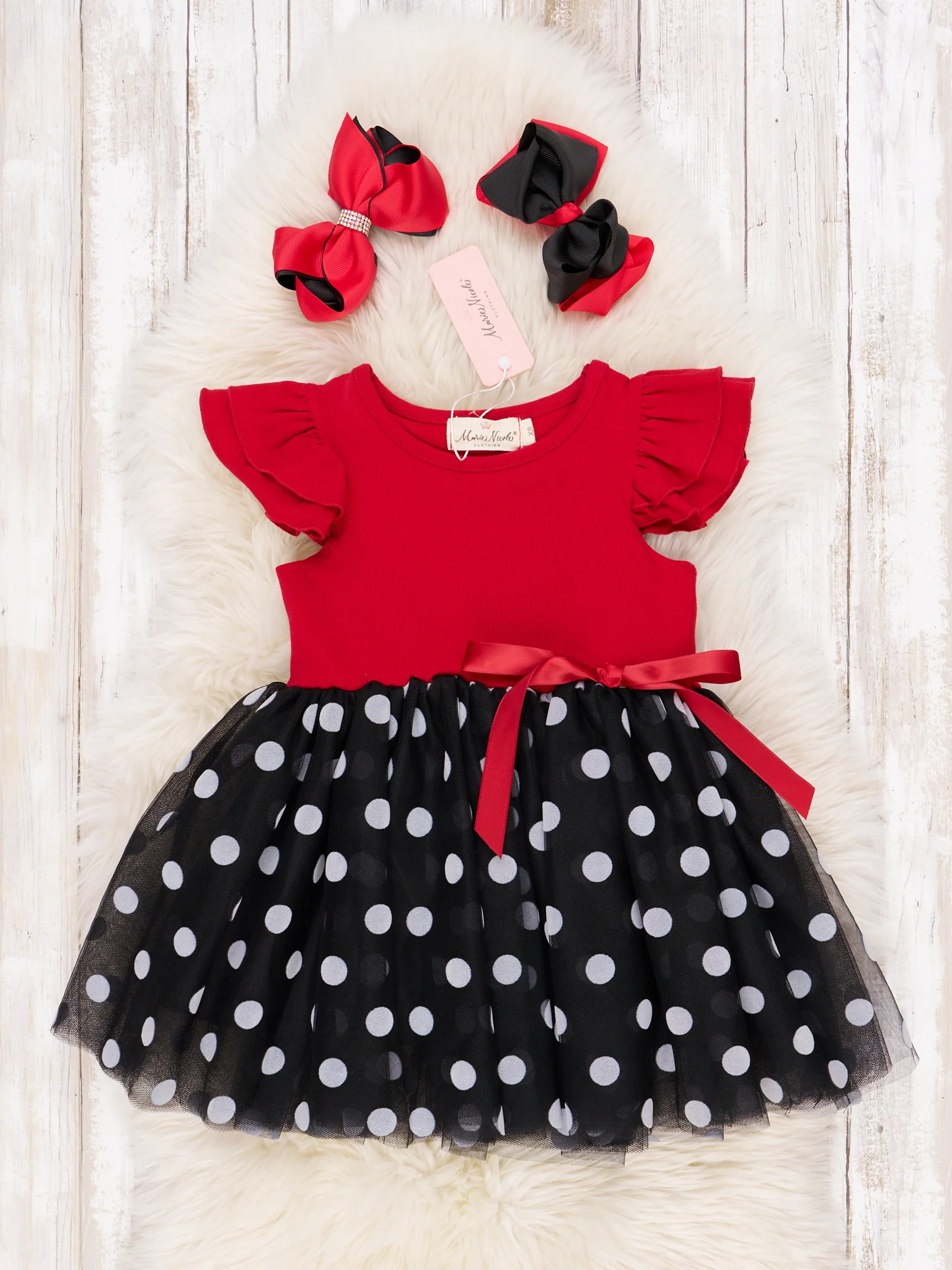Red & Black Polka Dot Tulle Dress