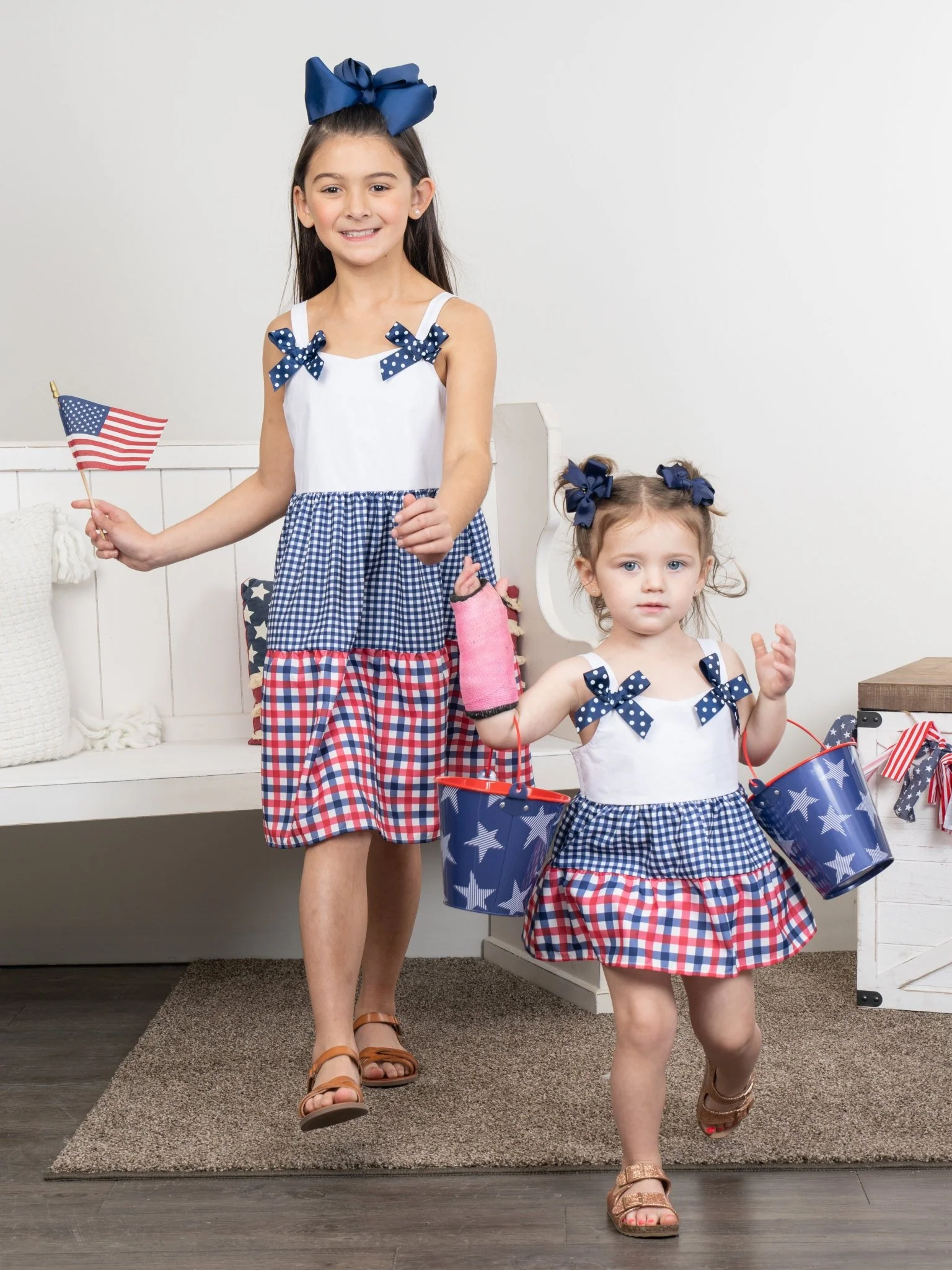Red & Blue Gingham Bow Dress - Image 6