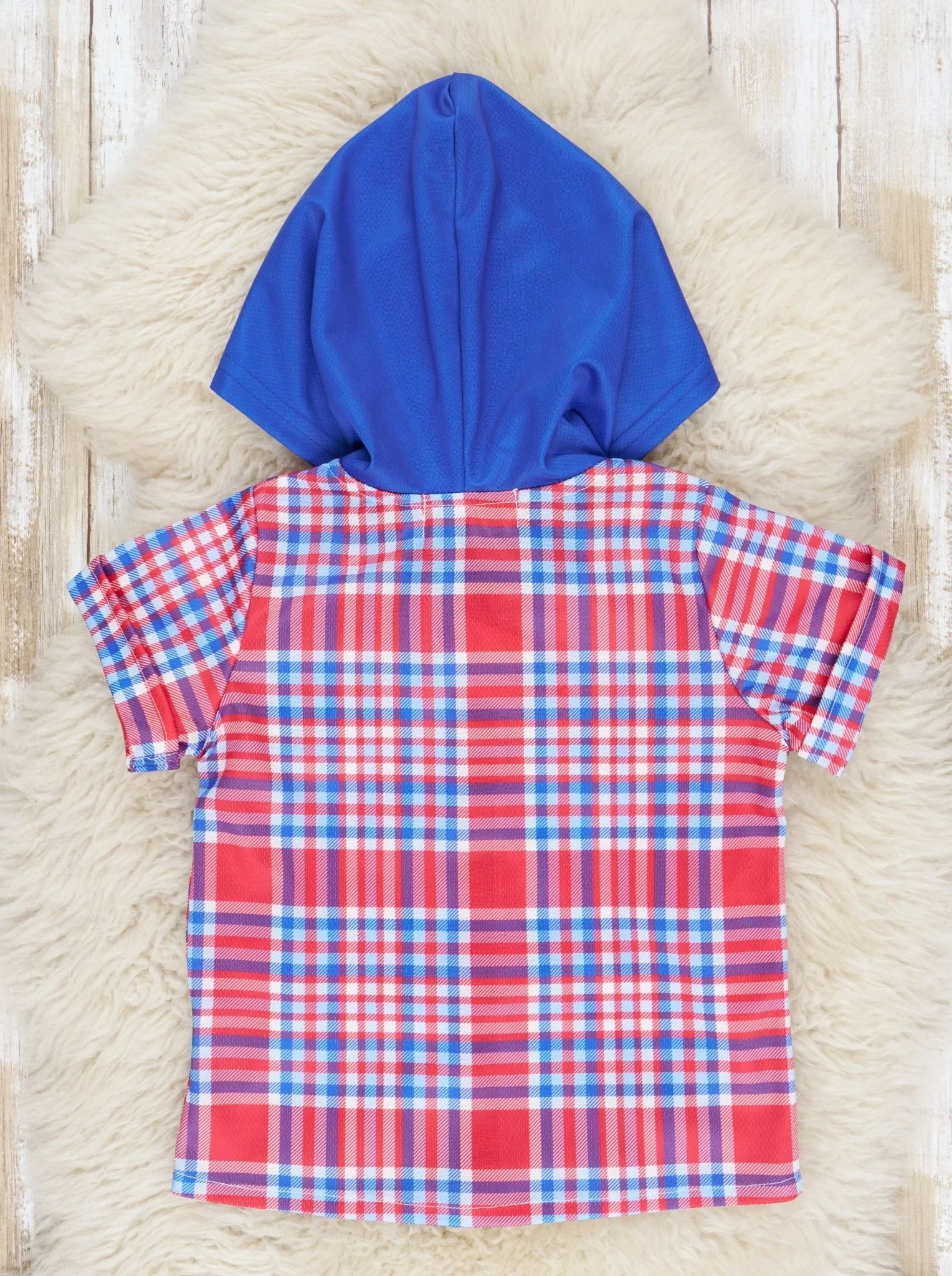 Red & Blue Plaid Hooded Shirt - Image 2