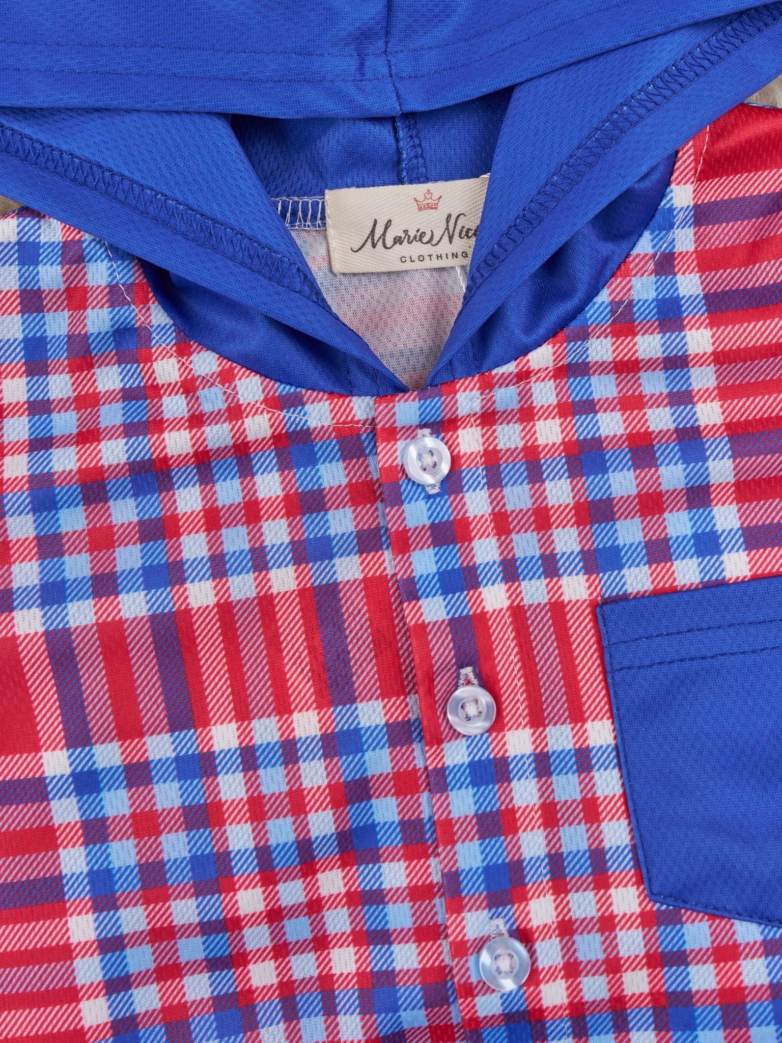Red & Blue Plaid Hooded Shirt - Image 3