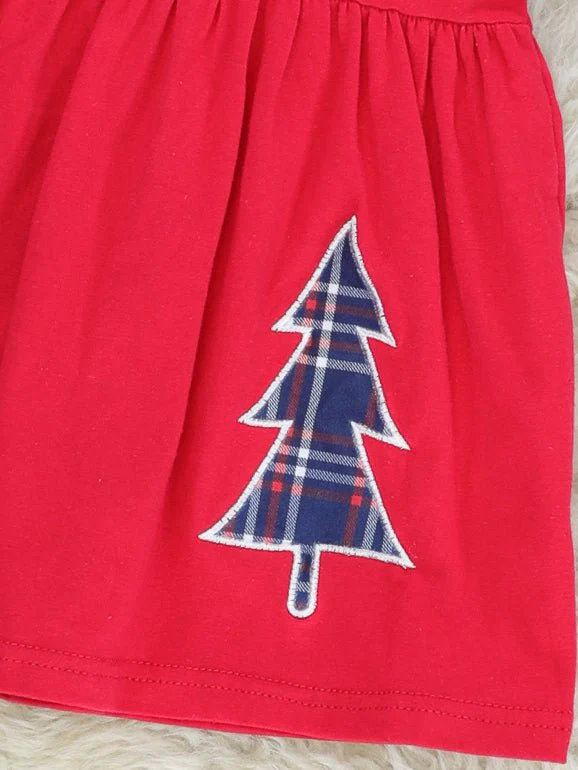 Red & Blue Plaid Christmas Tree 3-Piece Outfit - Image 3