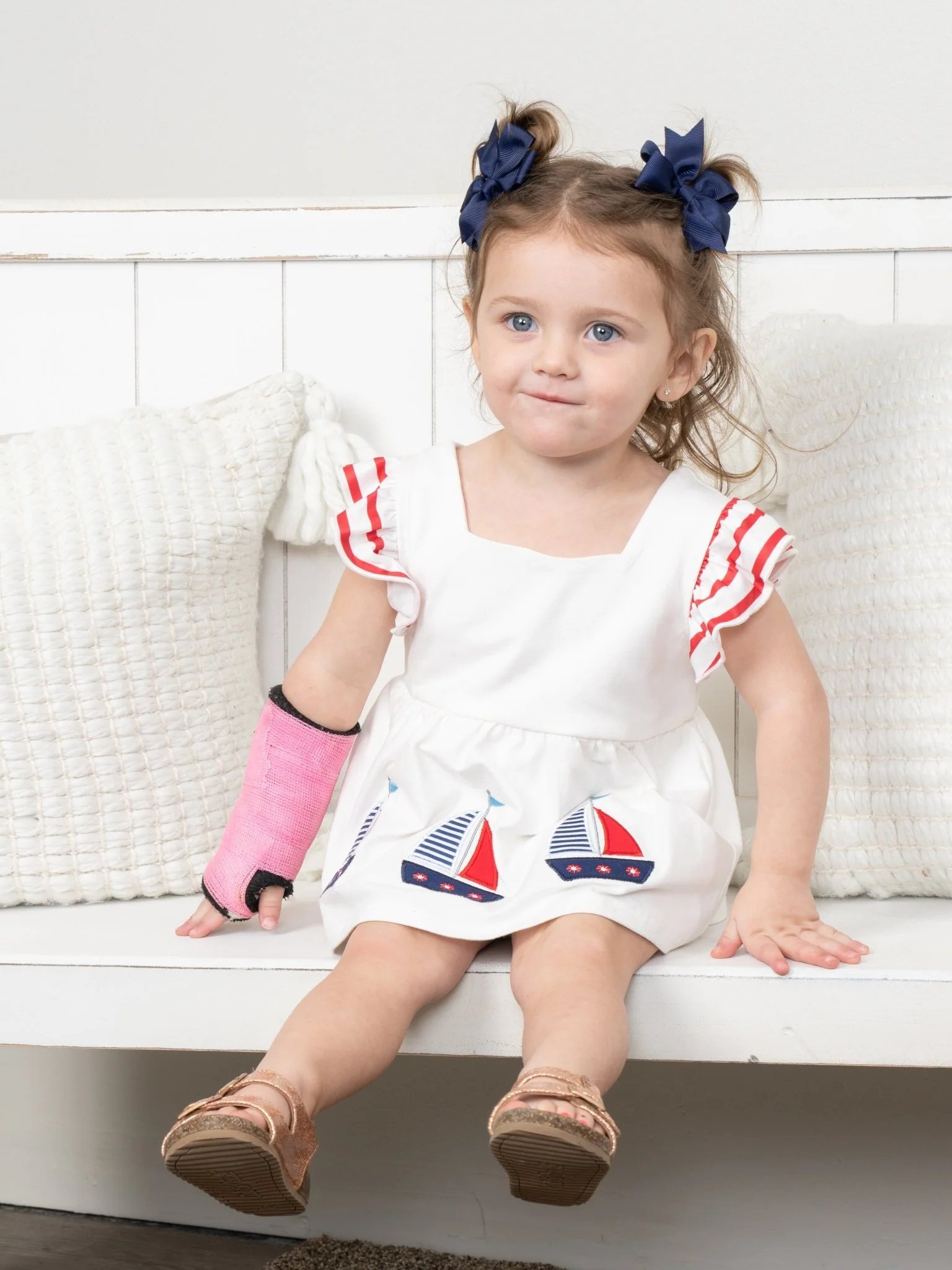 Red & Blue Sailboat Ruffle Bubble Romper - Image 3
