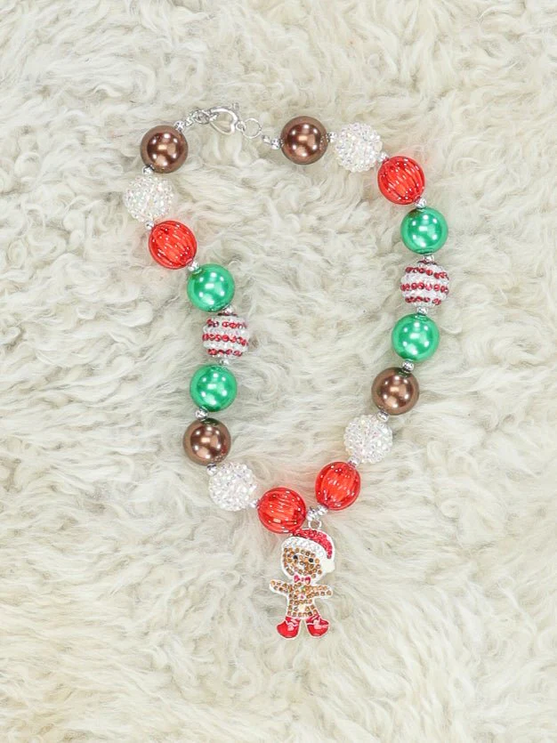 Red & Green Gingerbread Bubblegum Necklace