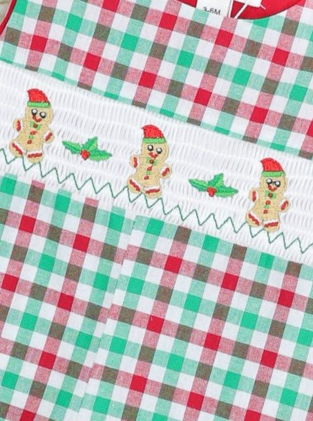 Red & Green Gingerbread Smocked Johnny - Image 2