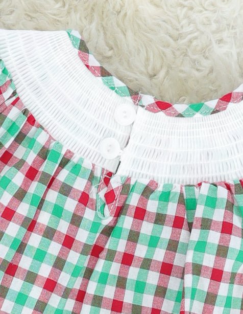 Red & Green Gingerbread Smocked Ruffle Outfit - Image 3