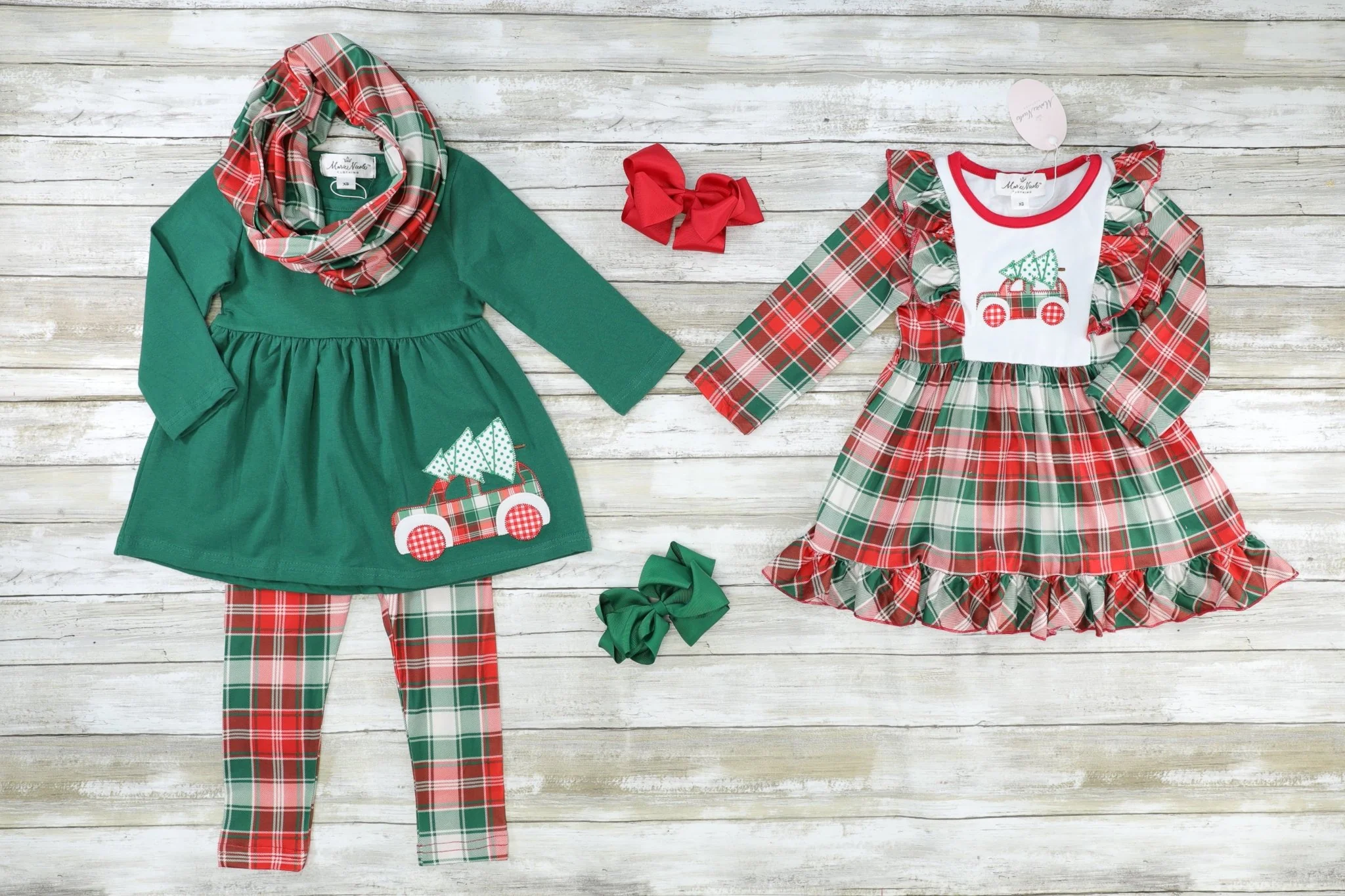 Red & Green Plaid Christmas Tree Ruffle Dress - Image 7