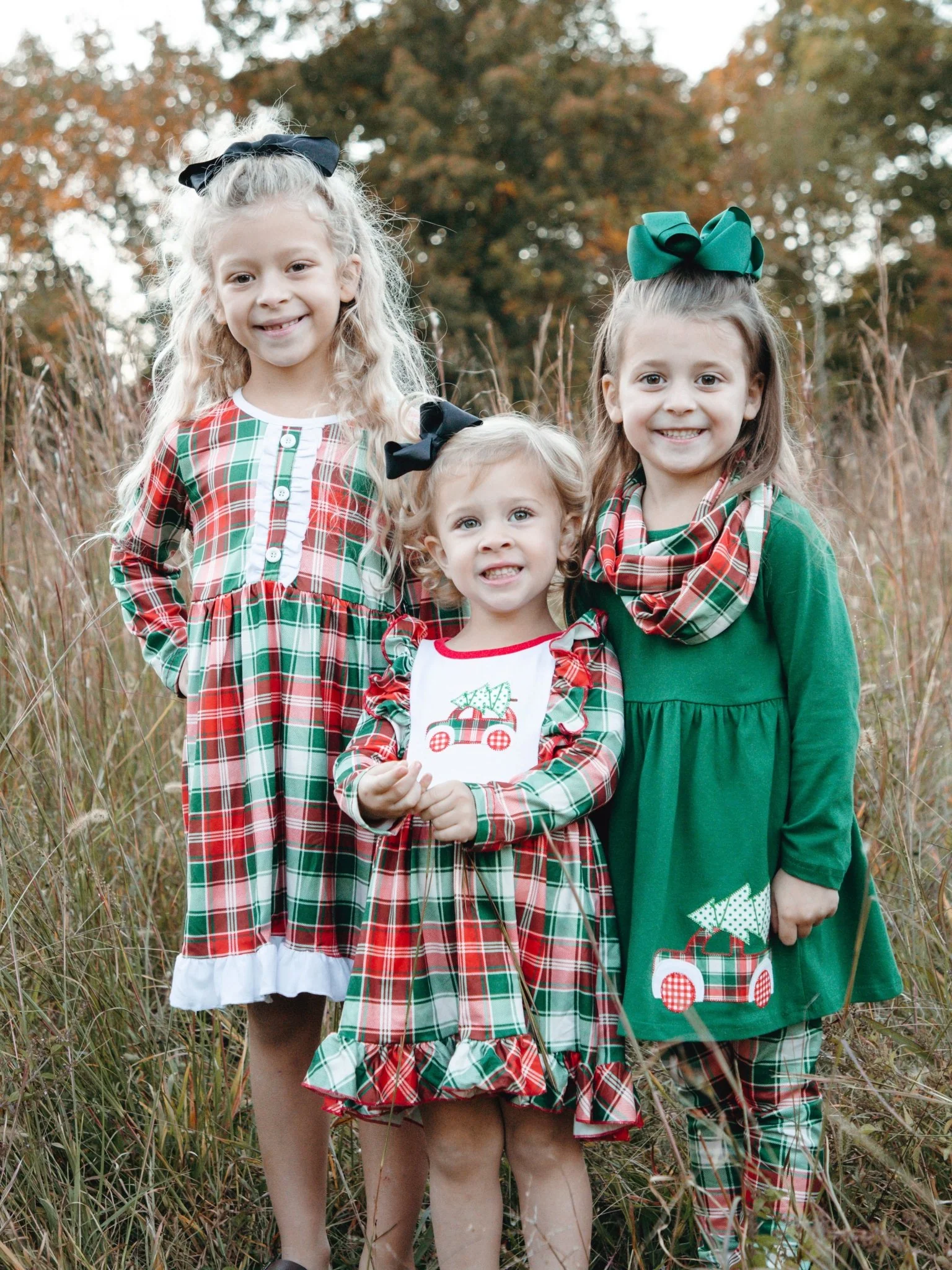 Red & Green Plaid Christmas Tree 3-Piece Outfit - Image 2