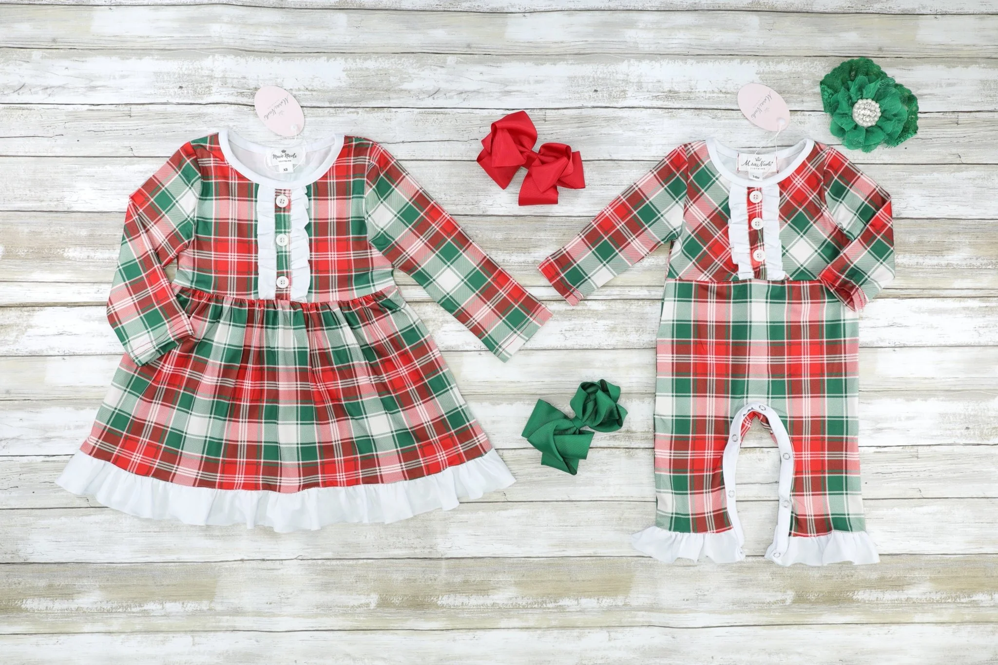 Red & Green Plaid Ruffle Dress - Image 4