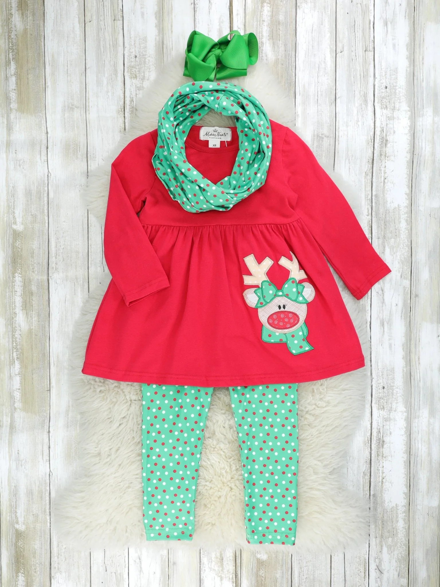 Red & Green Reindeer 3-Piece Outfit