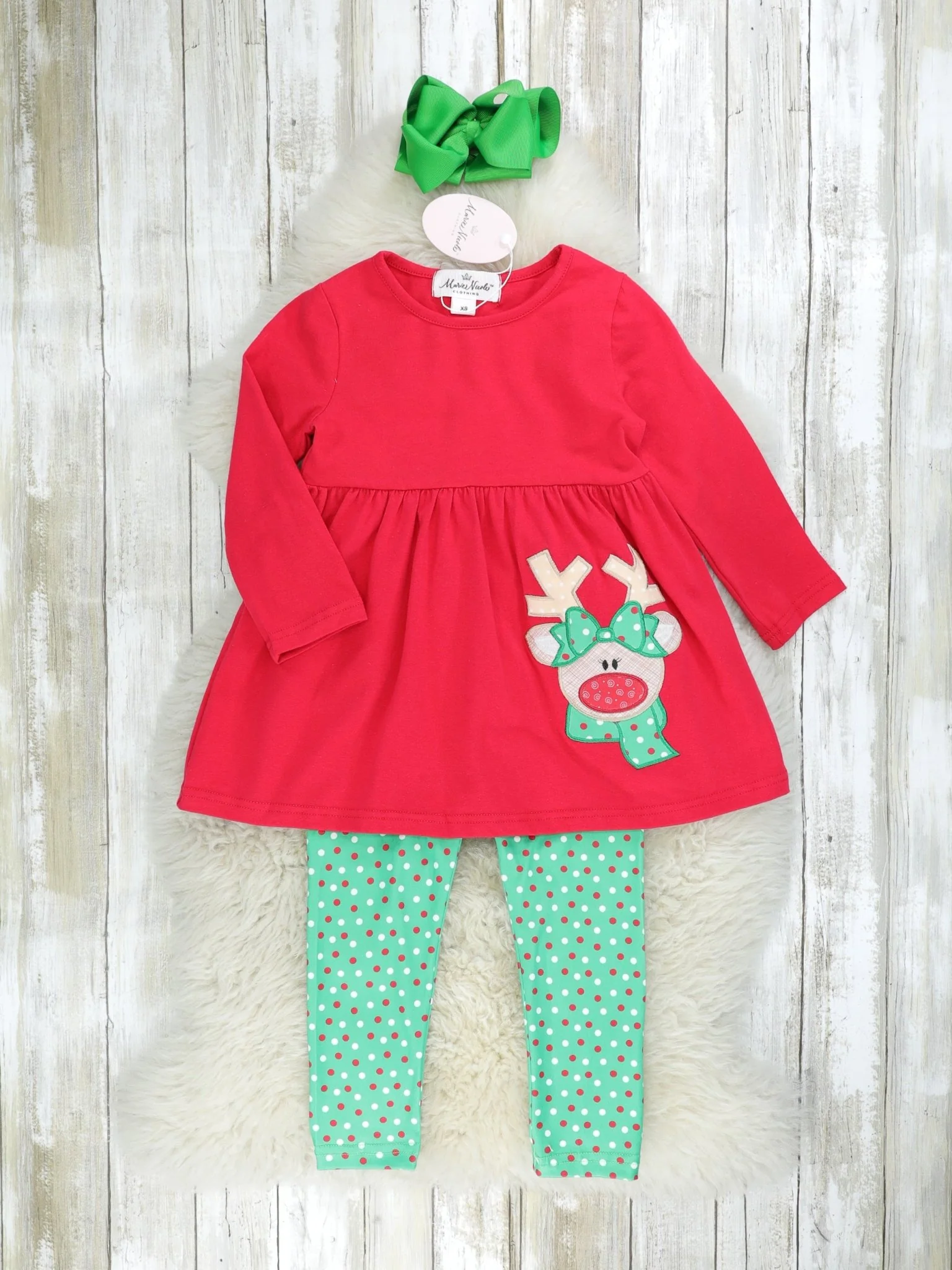 Red & Green Reindeer 3-Piece Outfit - Image 3