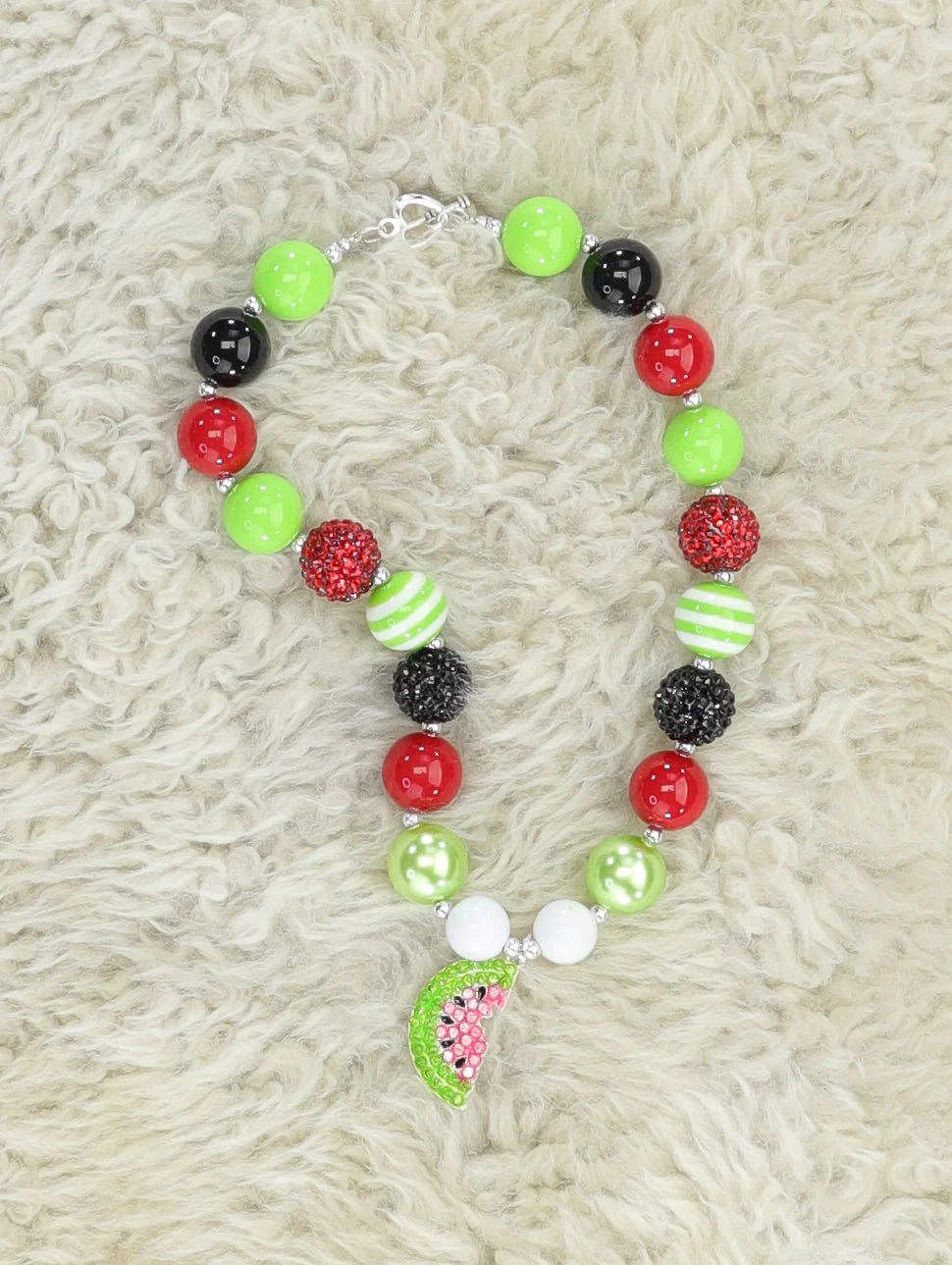 Red & Green Watermelon Bubblegum Necklace