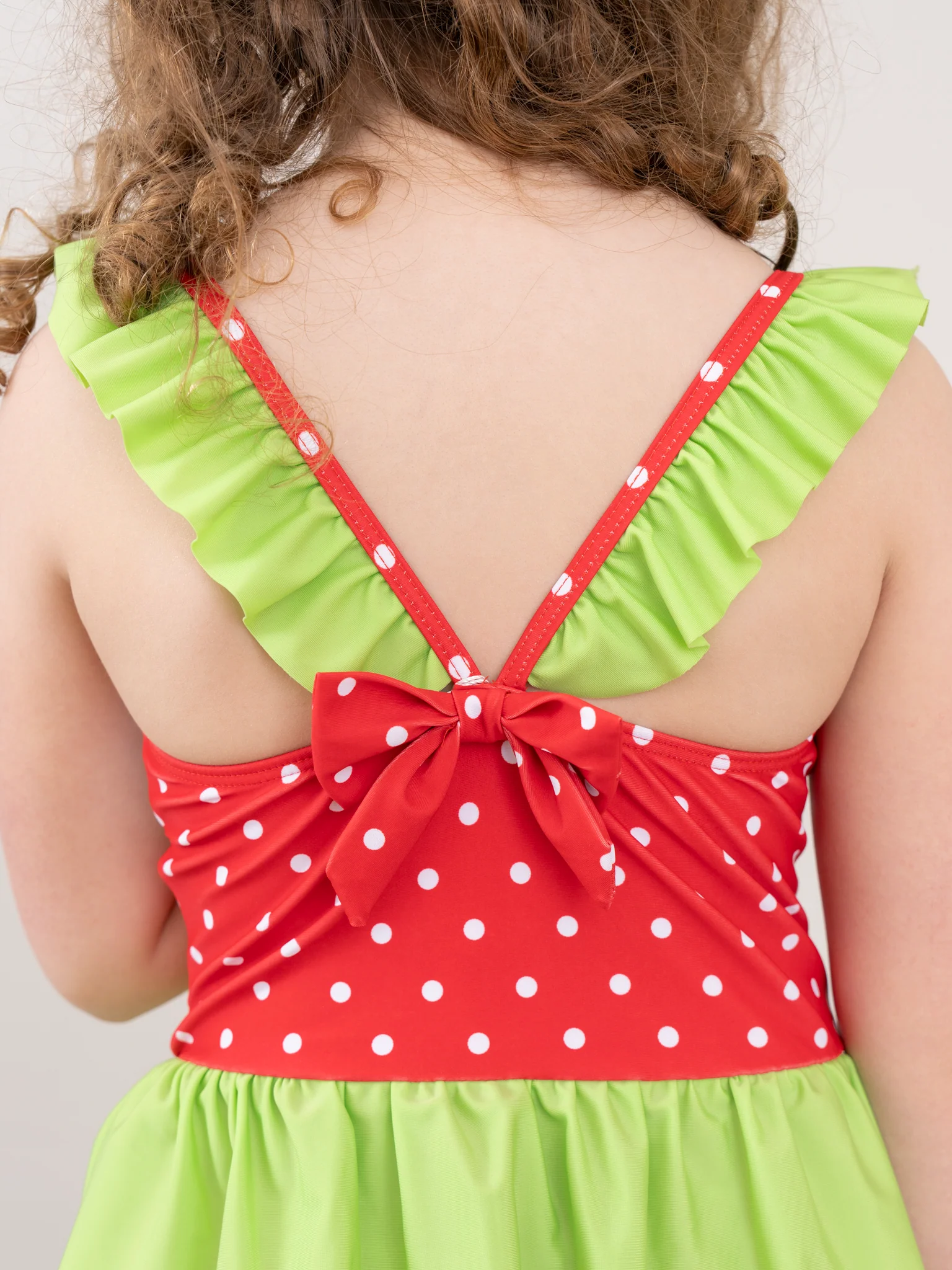 Red & Lime Green Strawberry Swimsuit - Image 4