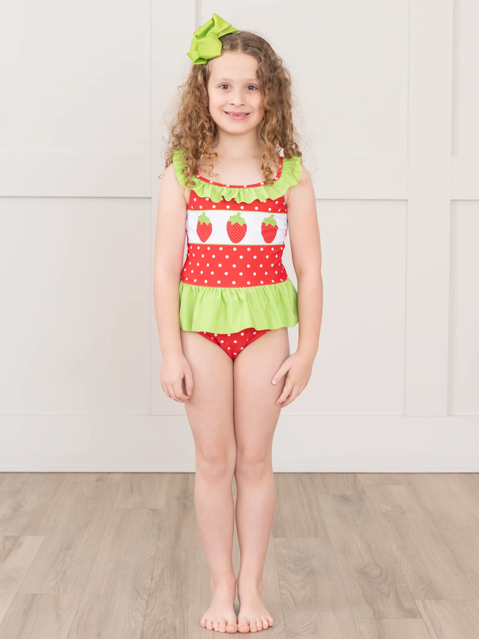 Red & Lime Green Strawberry Swimsuit - Image 5