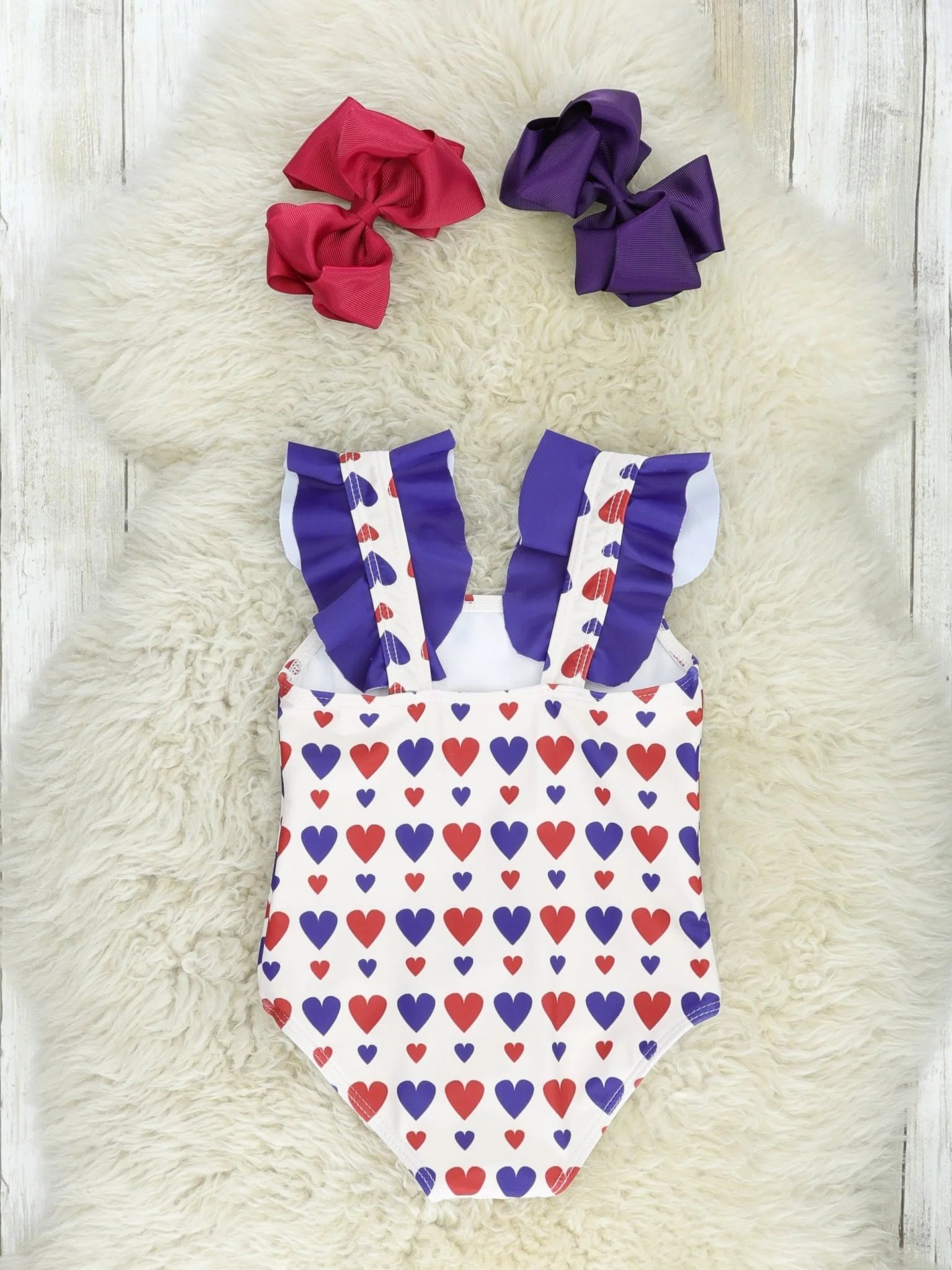 Red & Navy Heart One-Piece Swimsuit - Image 2