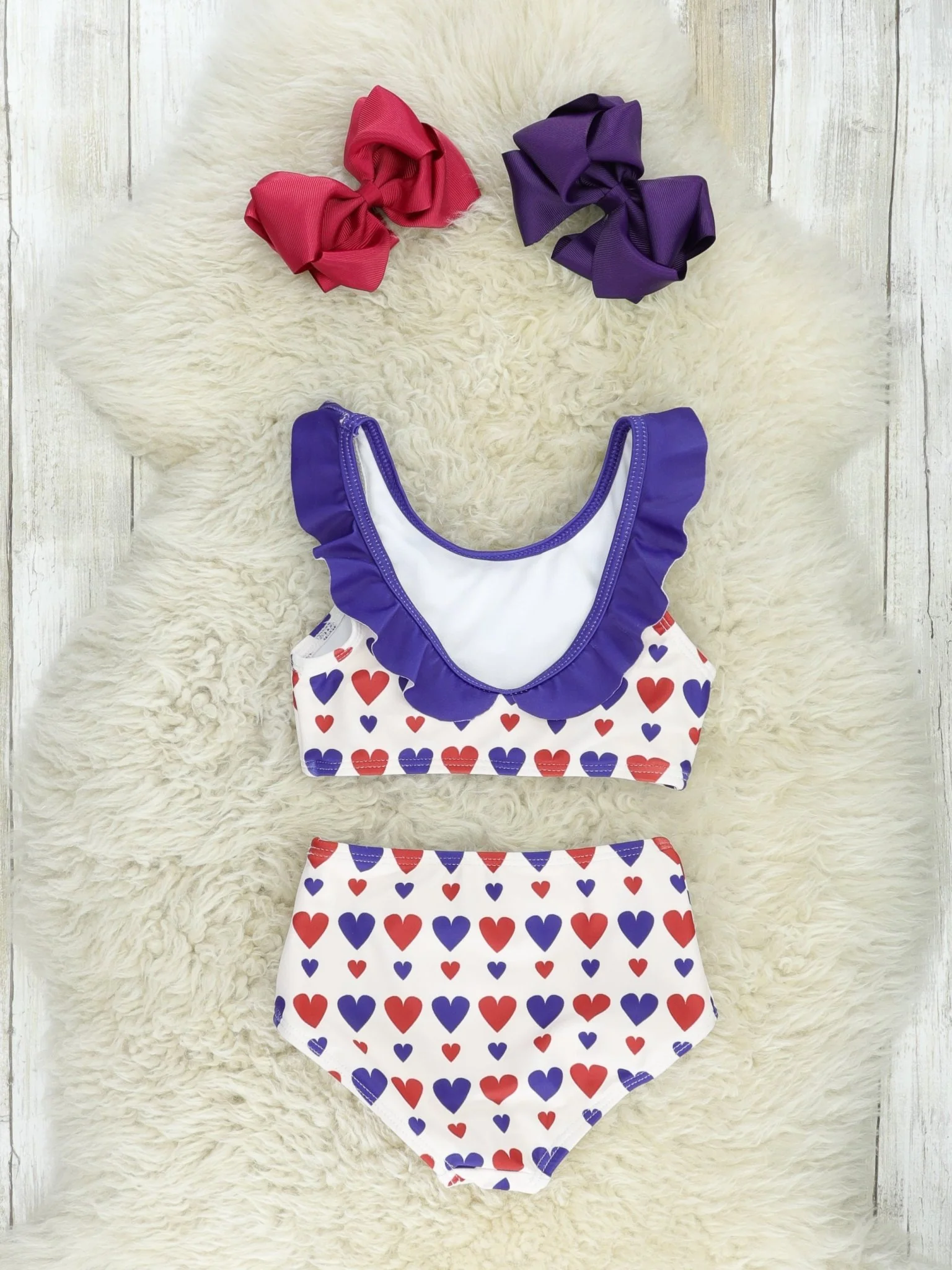 Red & Navy Heart Two-Piece Swimsuit - Image 2