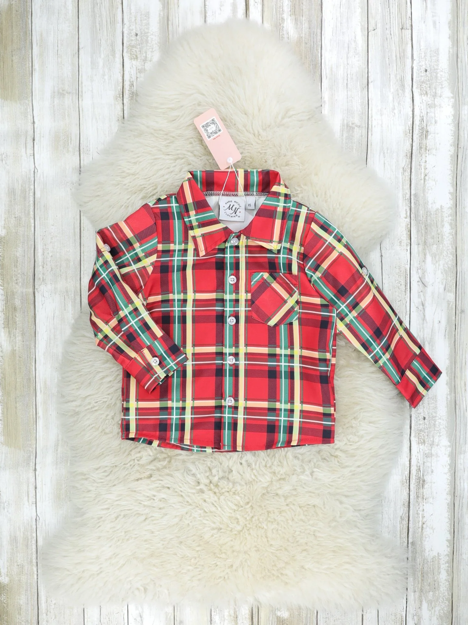 Red & Yellow Plaid Button-Up Shirt