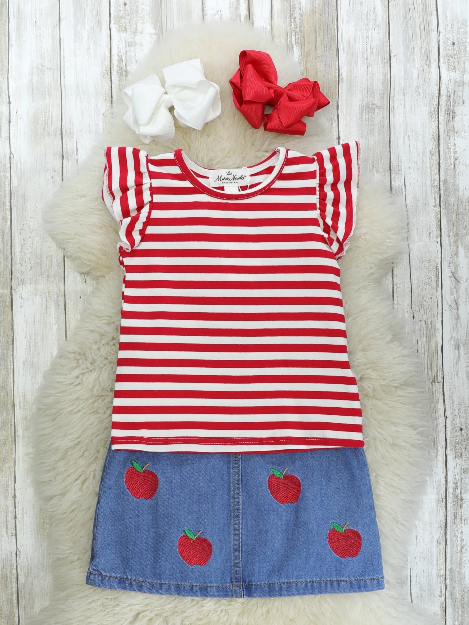 Red Apple Denim Overall Dress - Image 2