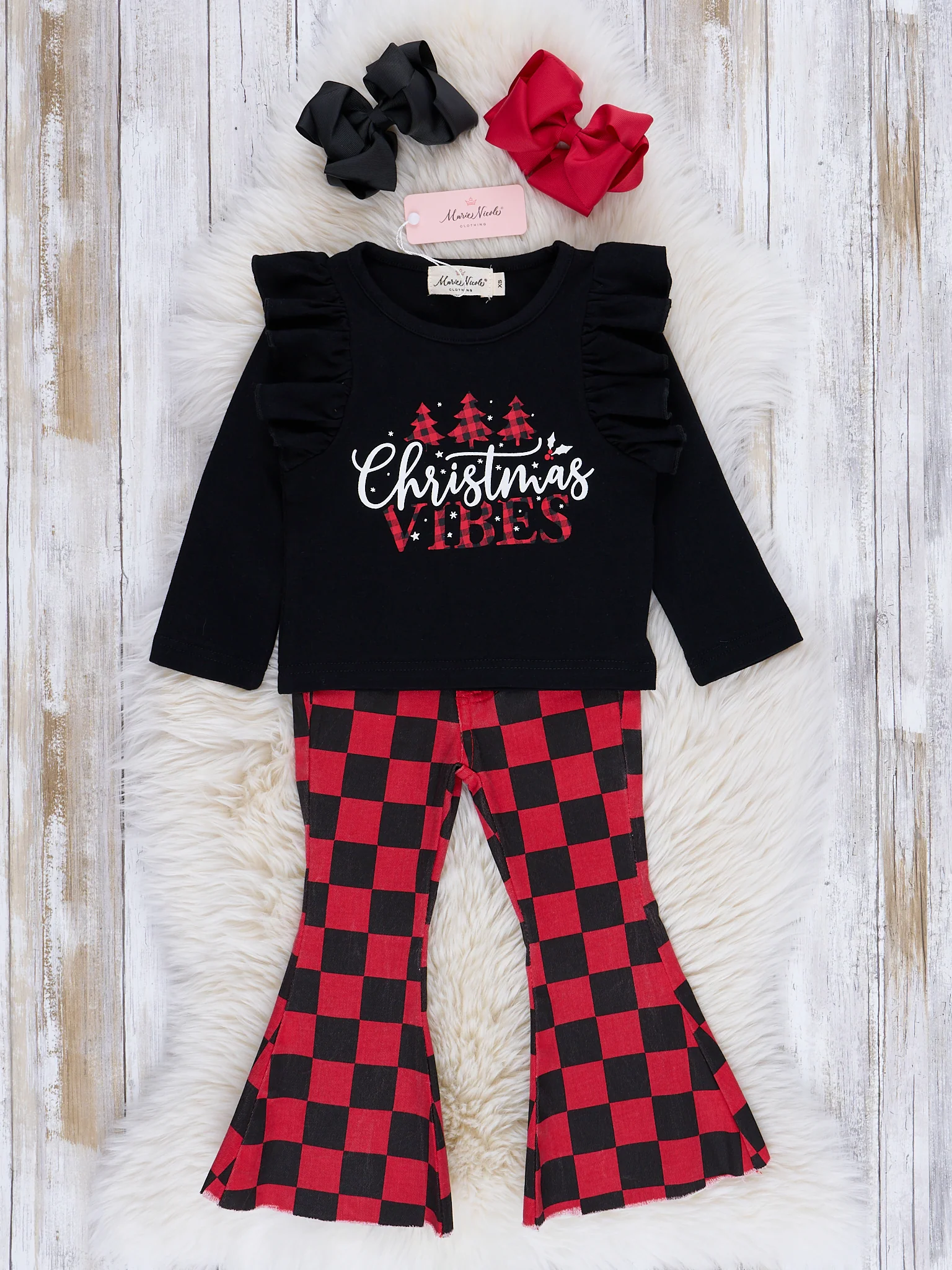 Red & Black Checkers "Christmas Vibes" Outfit - Image 2