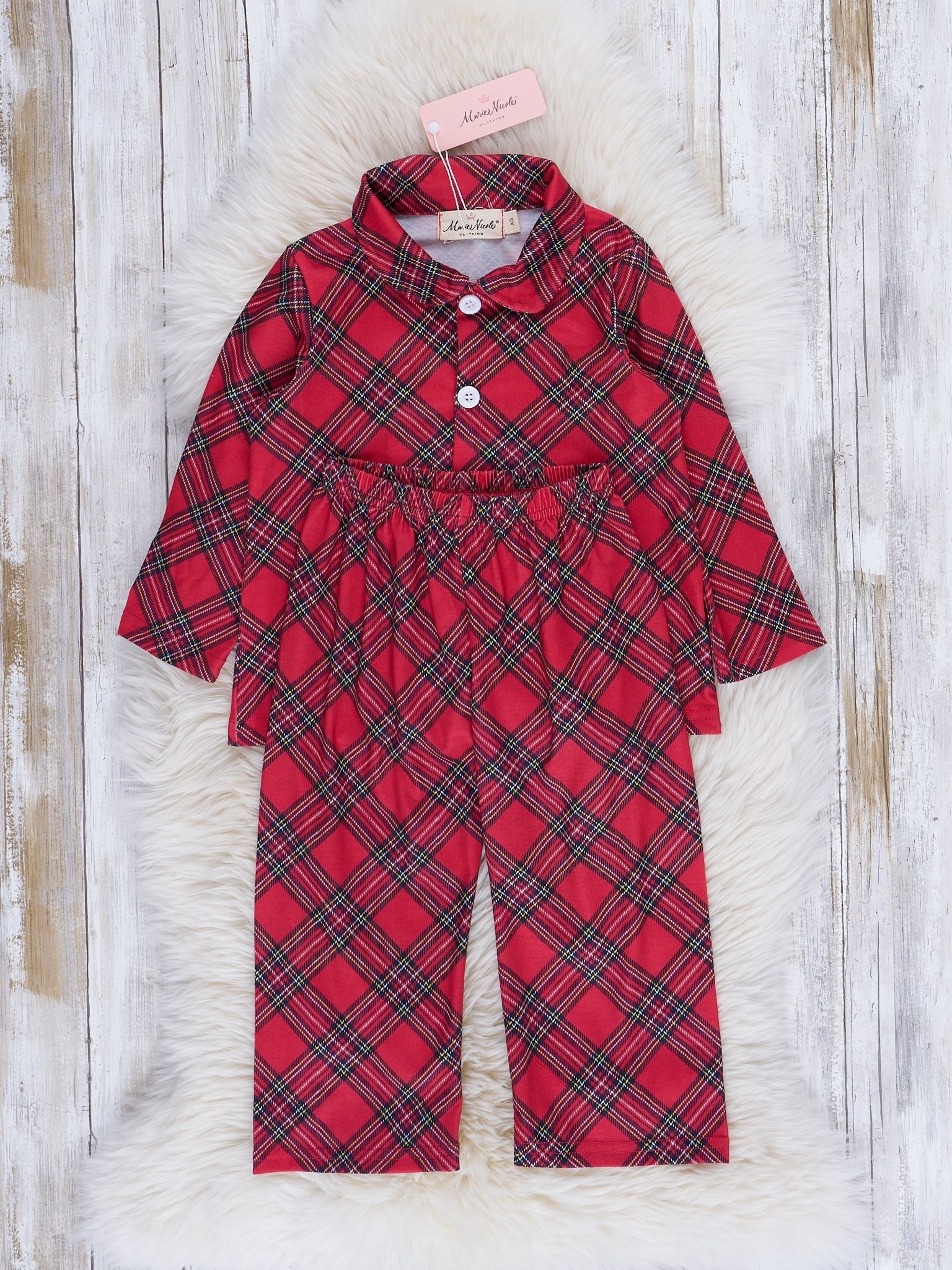 Red & Black Tartan Pajamas - Image 3