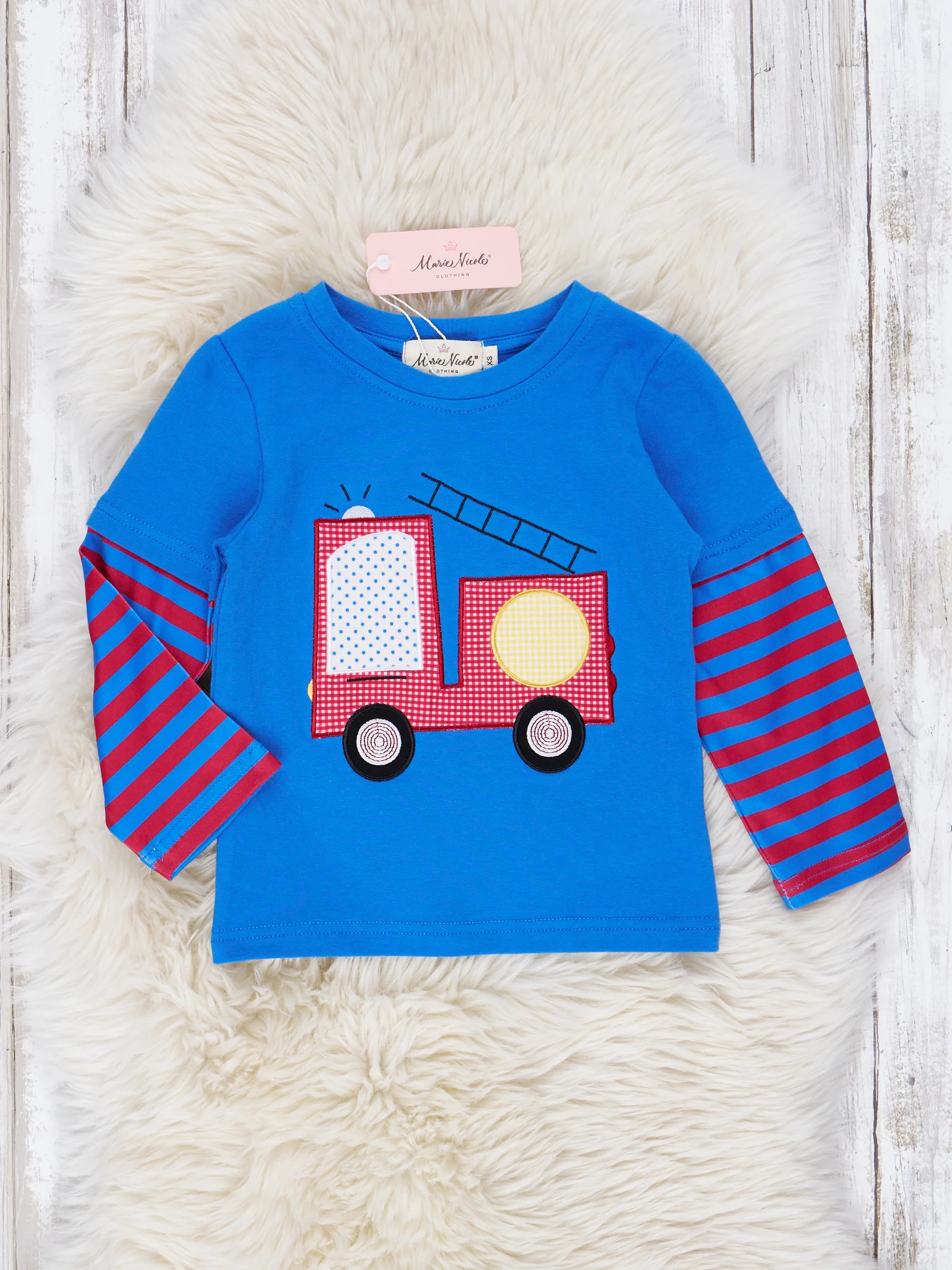 Red & Blue Stripe Firetruck Shirt