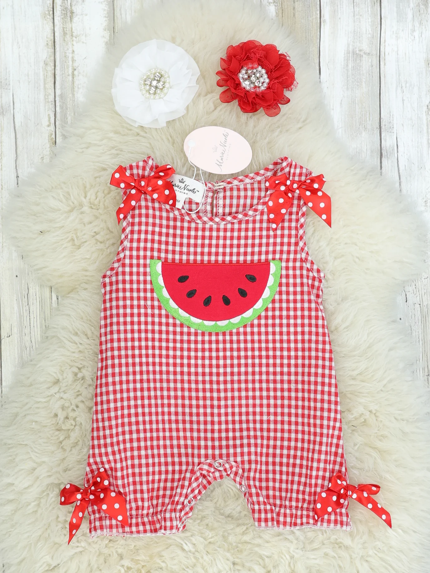 Red Check Watermelon Romper