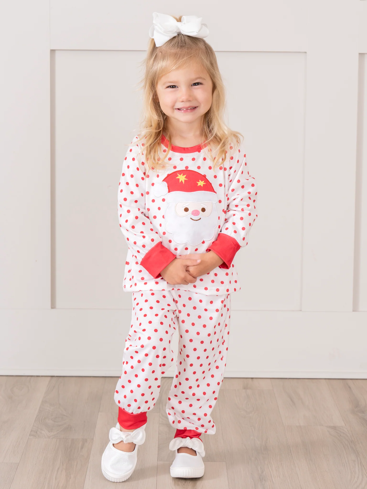 Red Dots Embroidered Santa Pajamas - Image 4