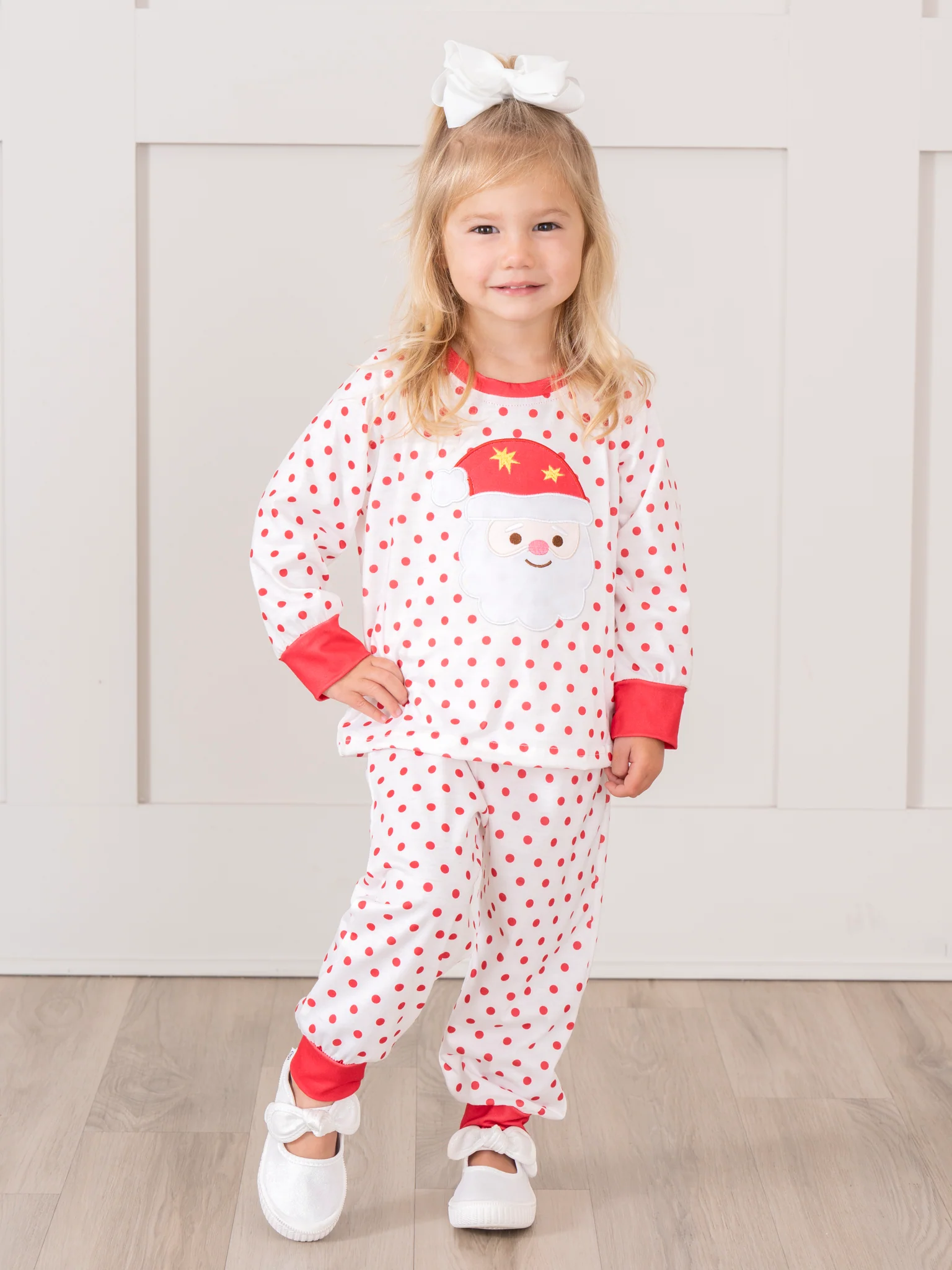 Red Dots Embroidered Santa Pajamas - Image 5