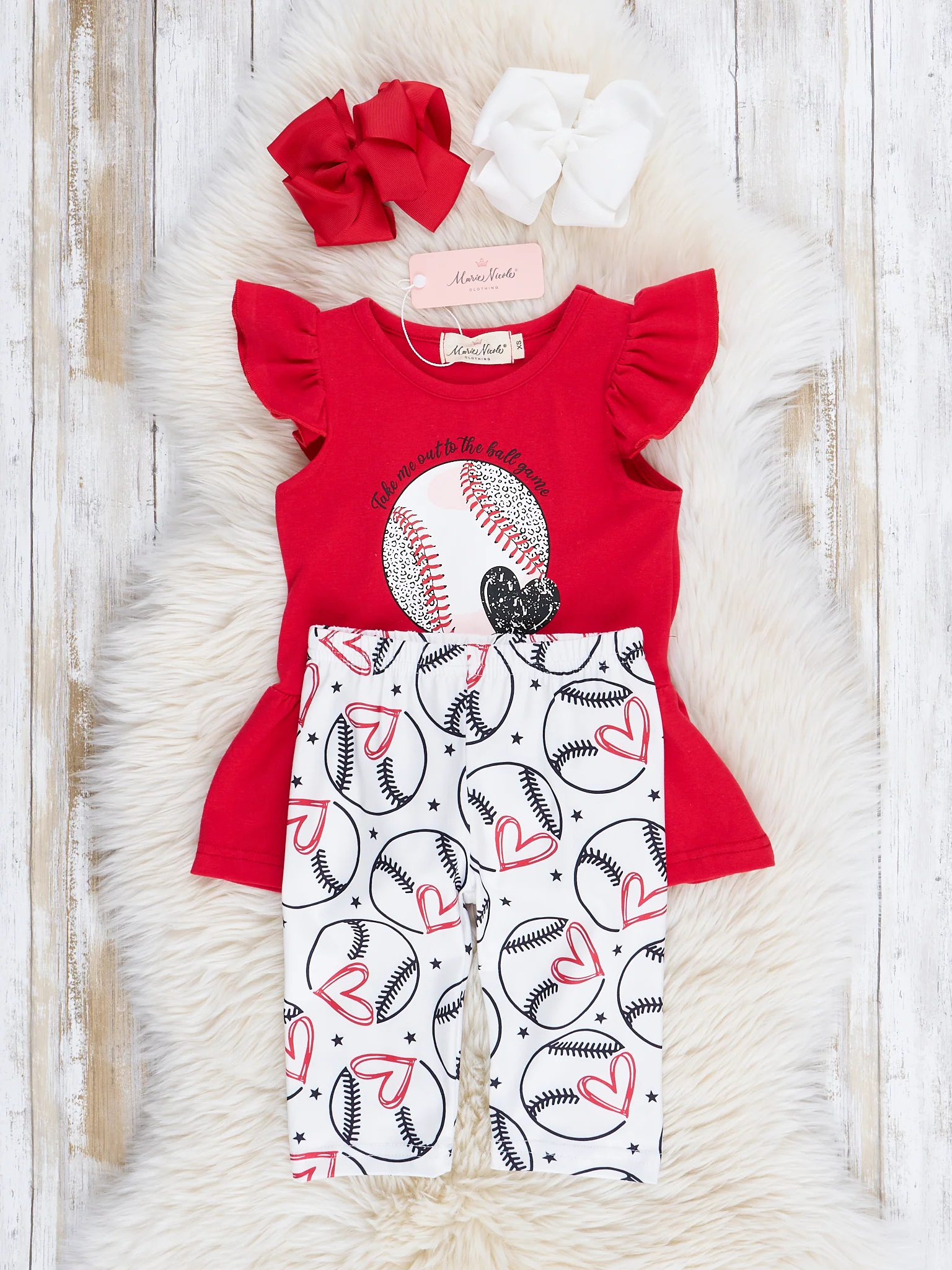 Red Embroidered Baseball Heart Outfit - Image 2