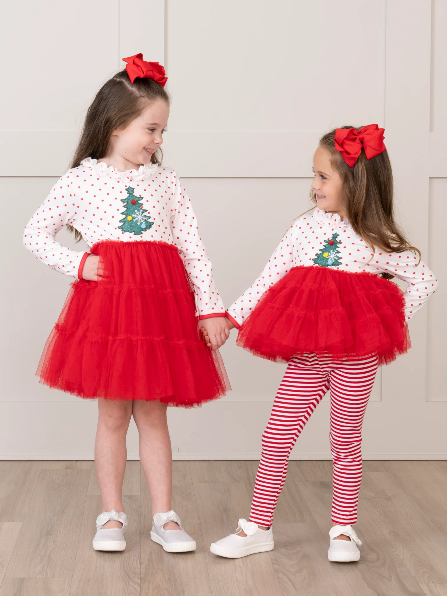 Red Embroidered Christmas Tree Tulle Dress - Image 3