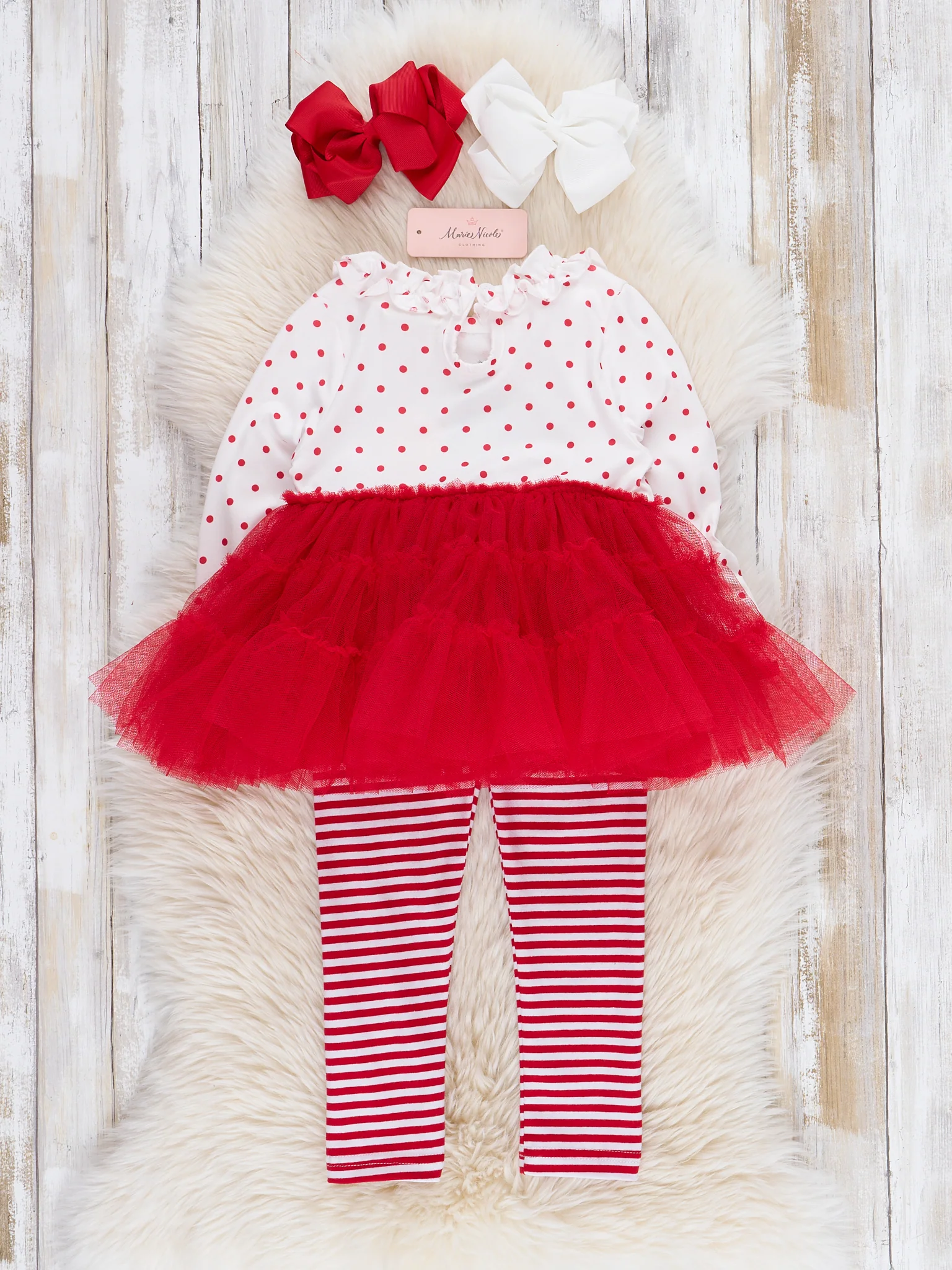 Red Embroidered Christmas Tree Tulle Outfit - Image 4