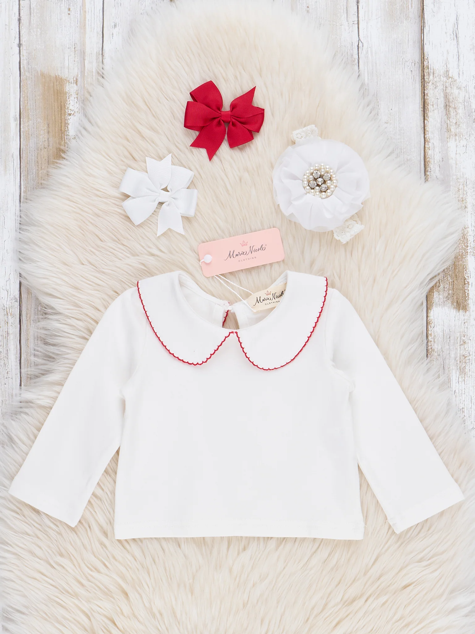 Red Embroidered Reindeer Corduroy Bubble Set - Image 3