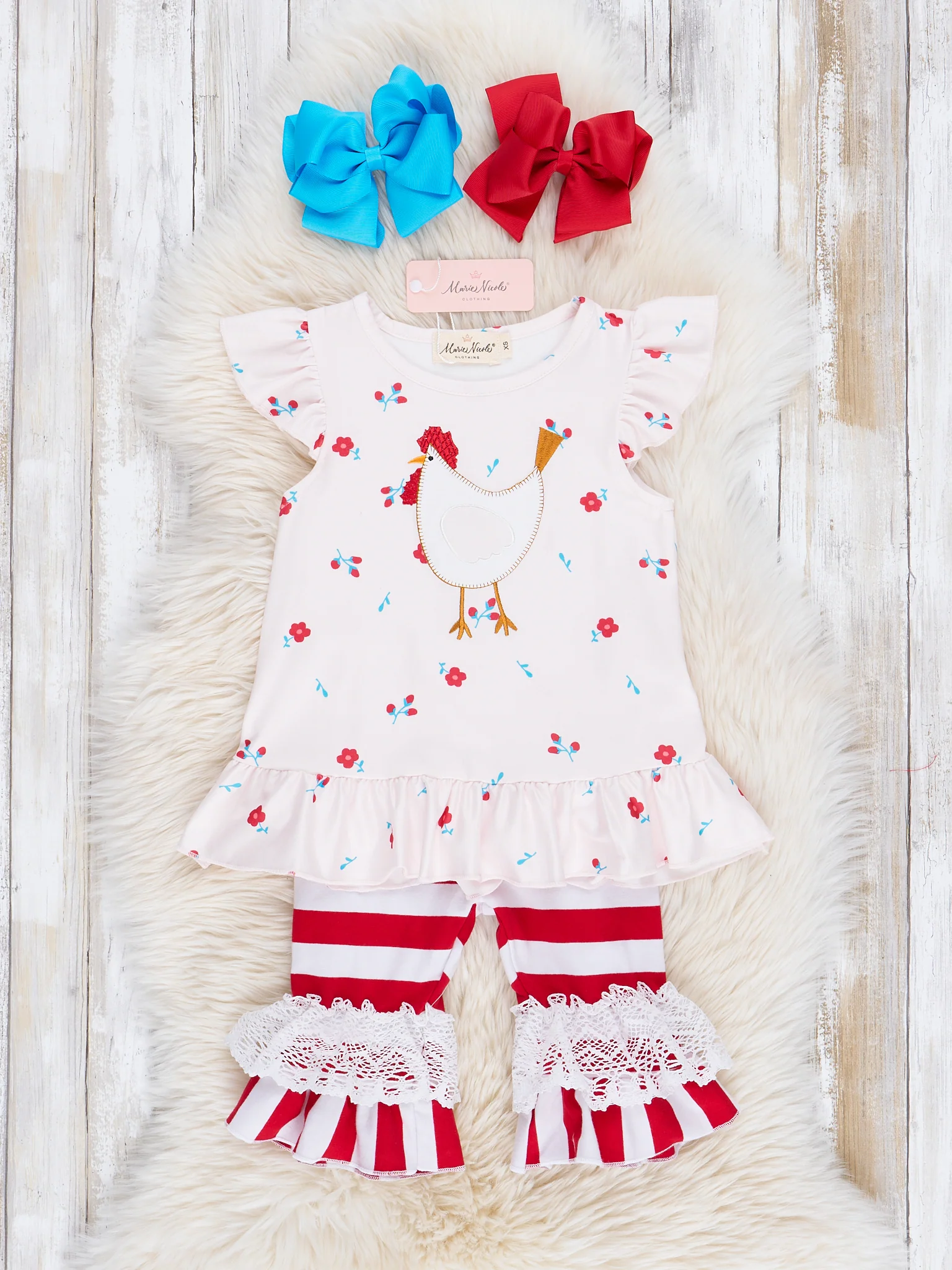 Red Floral Chicken Lace Outfit