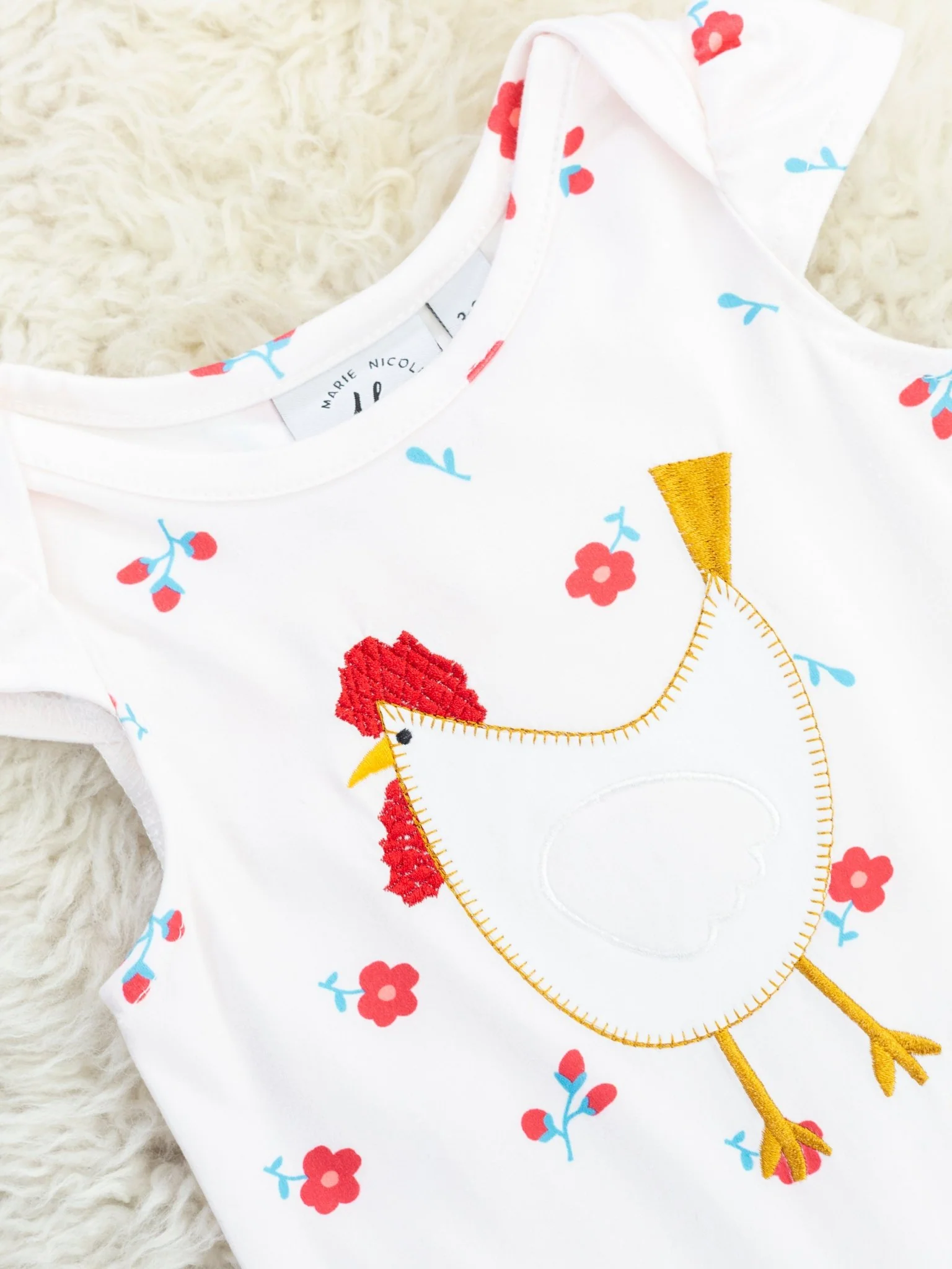 Red Floral Chicken Lace Romper - Image 2