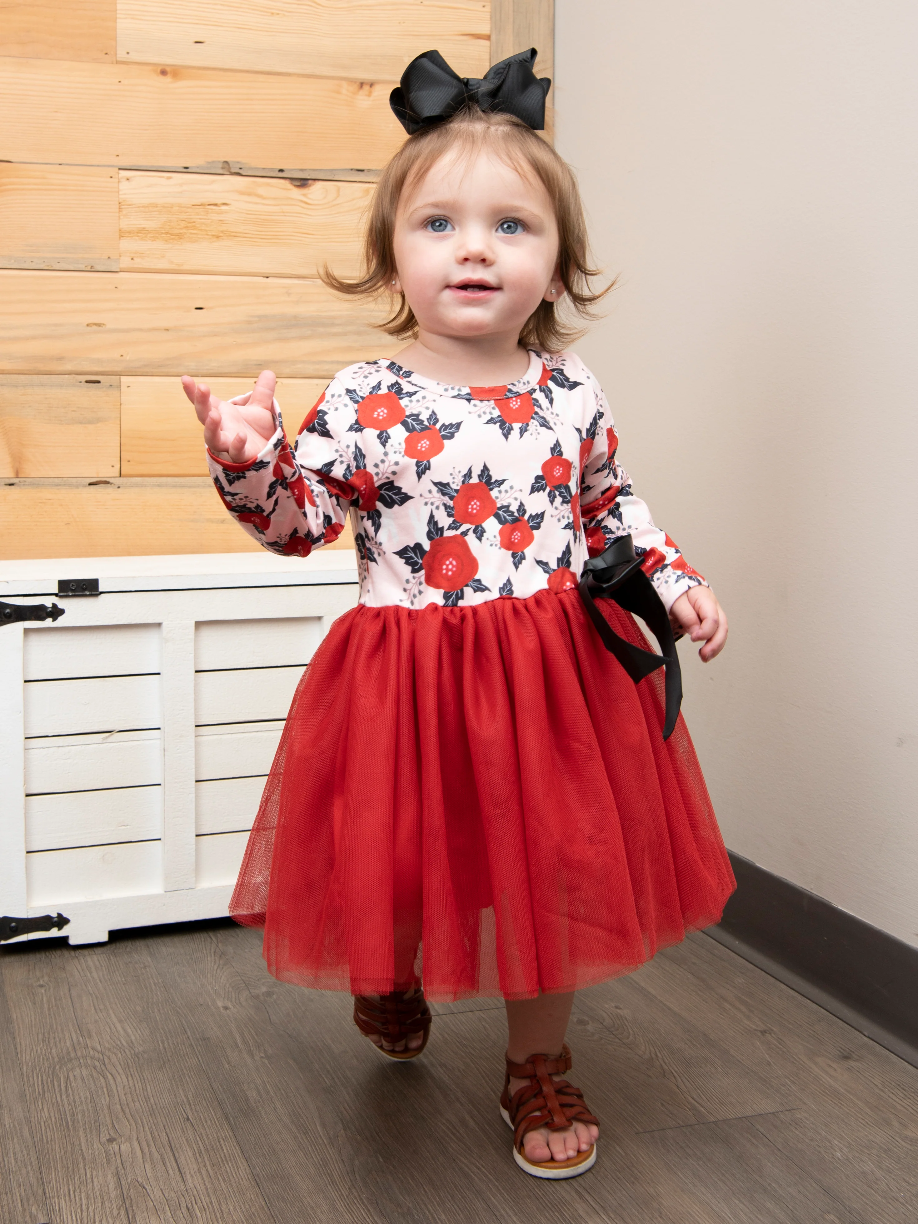 Red Floral Tulle Dress - Image 2