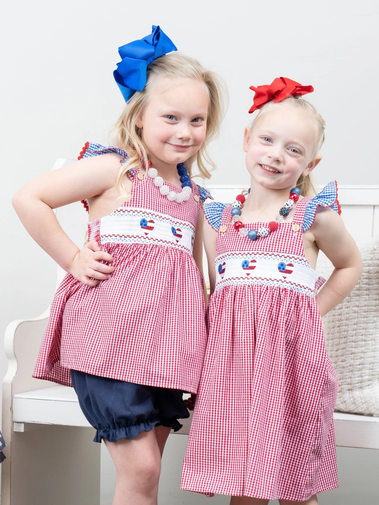 Red Gingham American Heart Smocked Outfit - Image 6