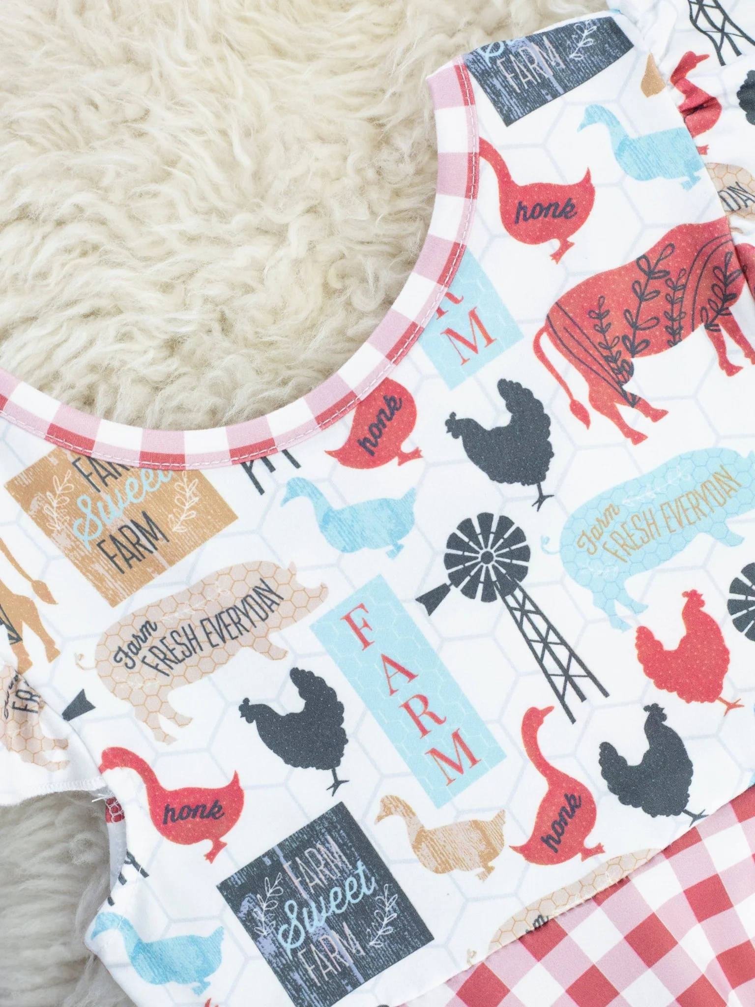 Red Gingham Farm Animal Dress - Image 2