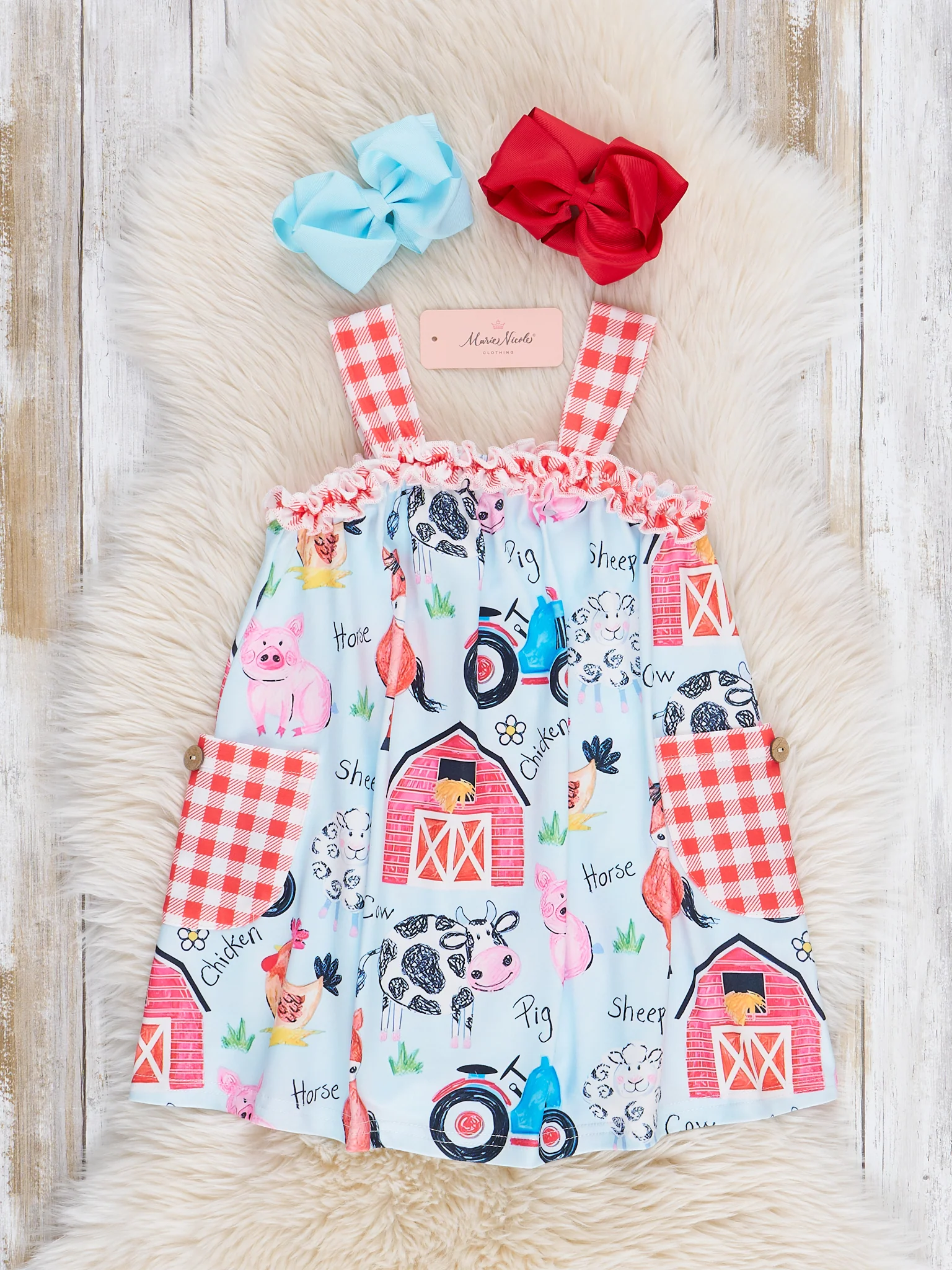 Red Gingham Farm Ruffle Dress - Image 2