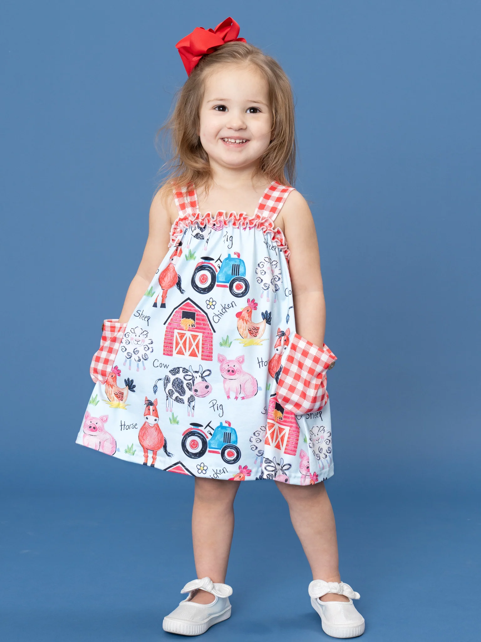 Red Gingham Farm Ruffle Dress - Image 4