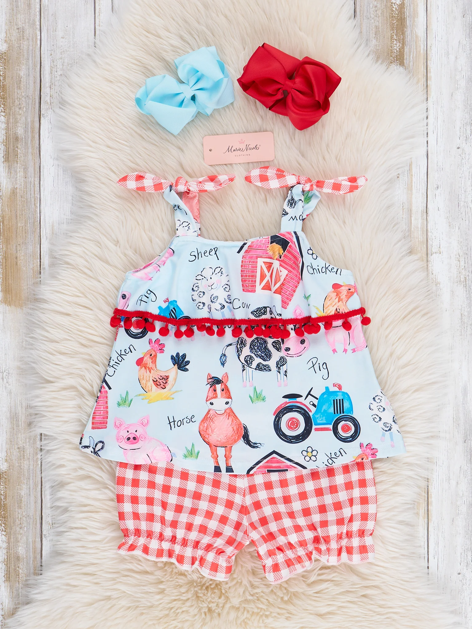 Red Gingham Farm Ruffle Outfit - Image 2
